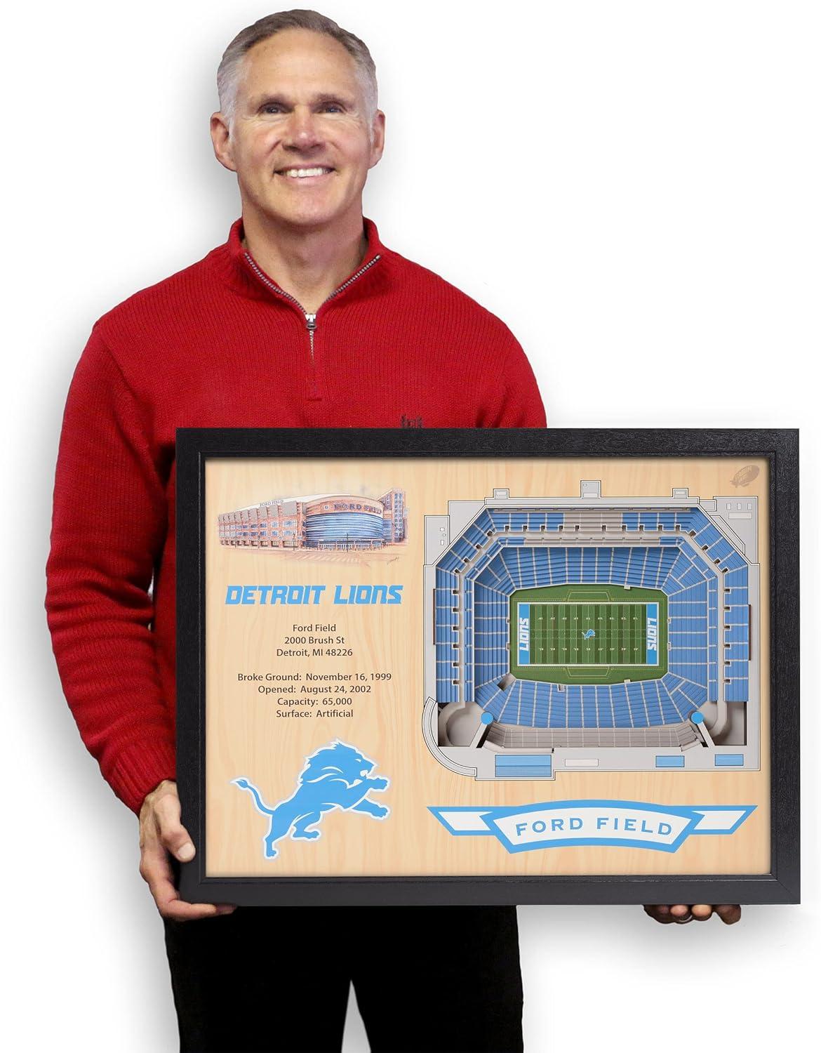 imageYouTheFan NFL 25Layer StadiumView Wall ArtDetroit Lions