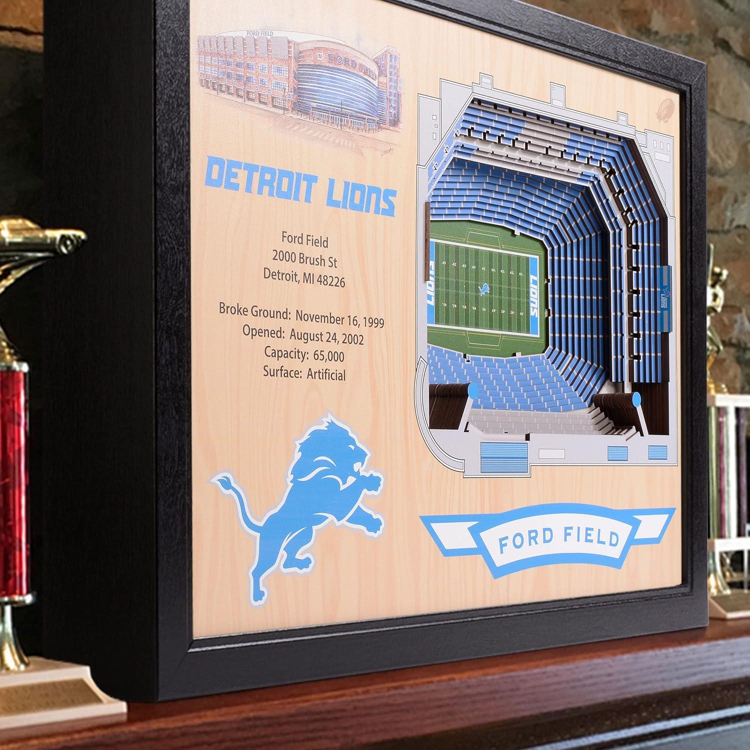 imageYouTheFan NFL 25Layer StadiumView Wall ArtDetroit Lions