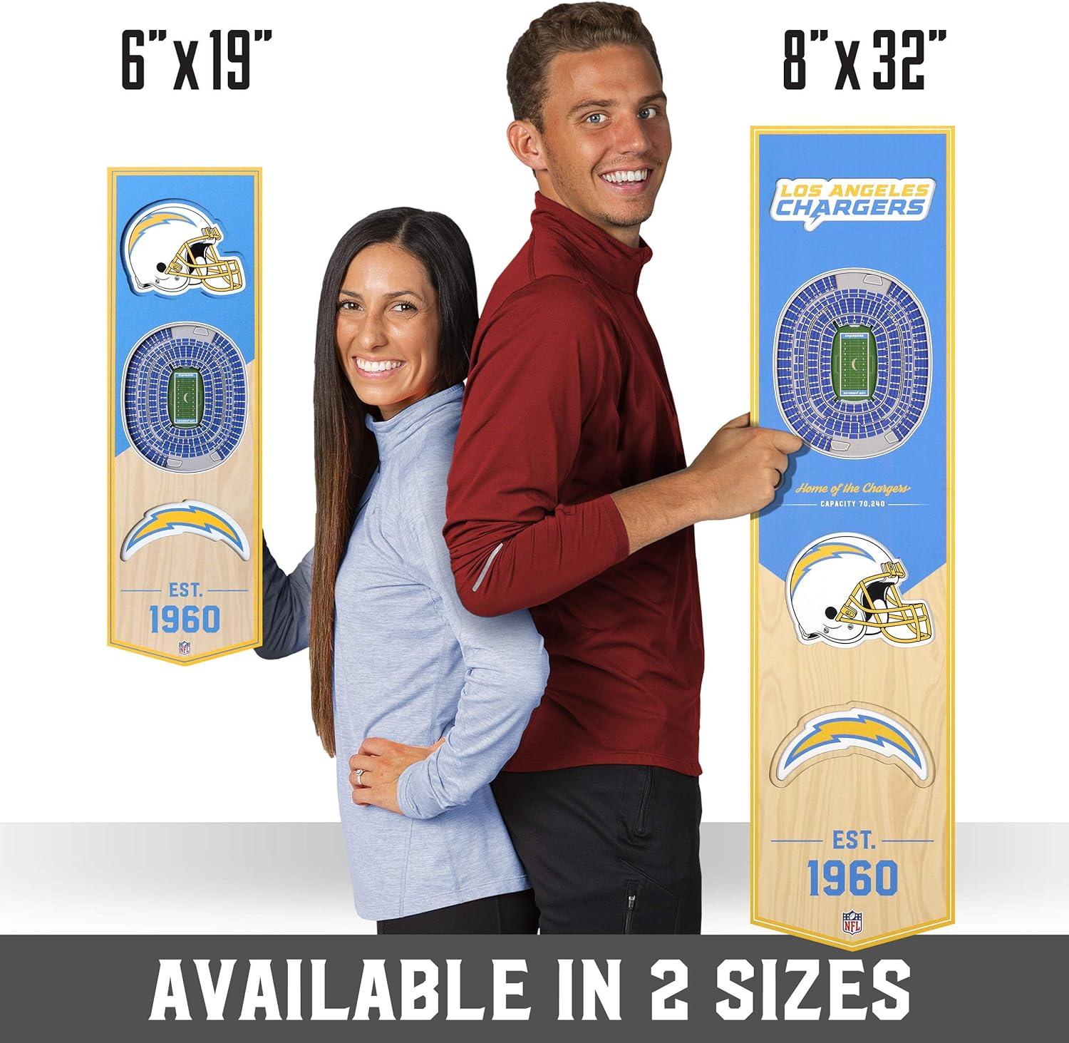 imageYouTheFan NFL 3D Stadium Banner 8 x 32 InchesLos Angeles Chargers