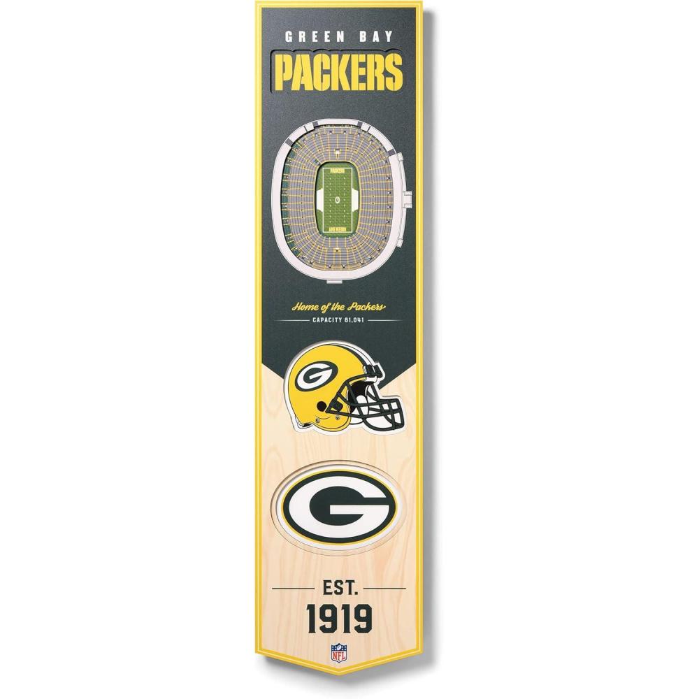 imageYouTheFan NFL 3D Stadium Banner 8 x 32 InchesGreen Bay Packers