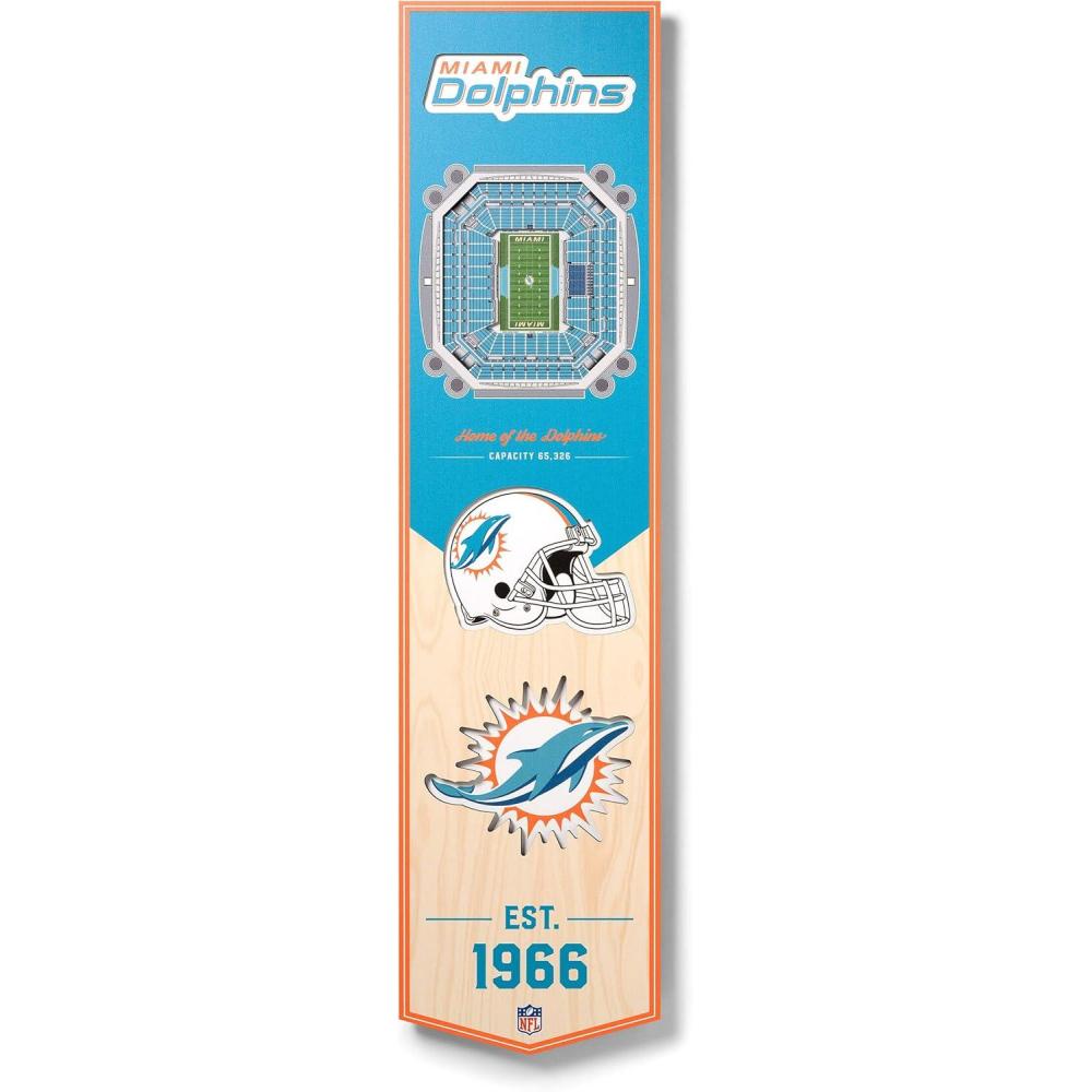 imageYouTheFan NFL 3D Stadium Banner 8 x 32 InchesMiami Dolphins