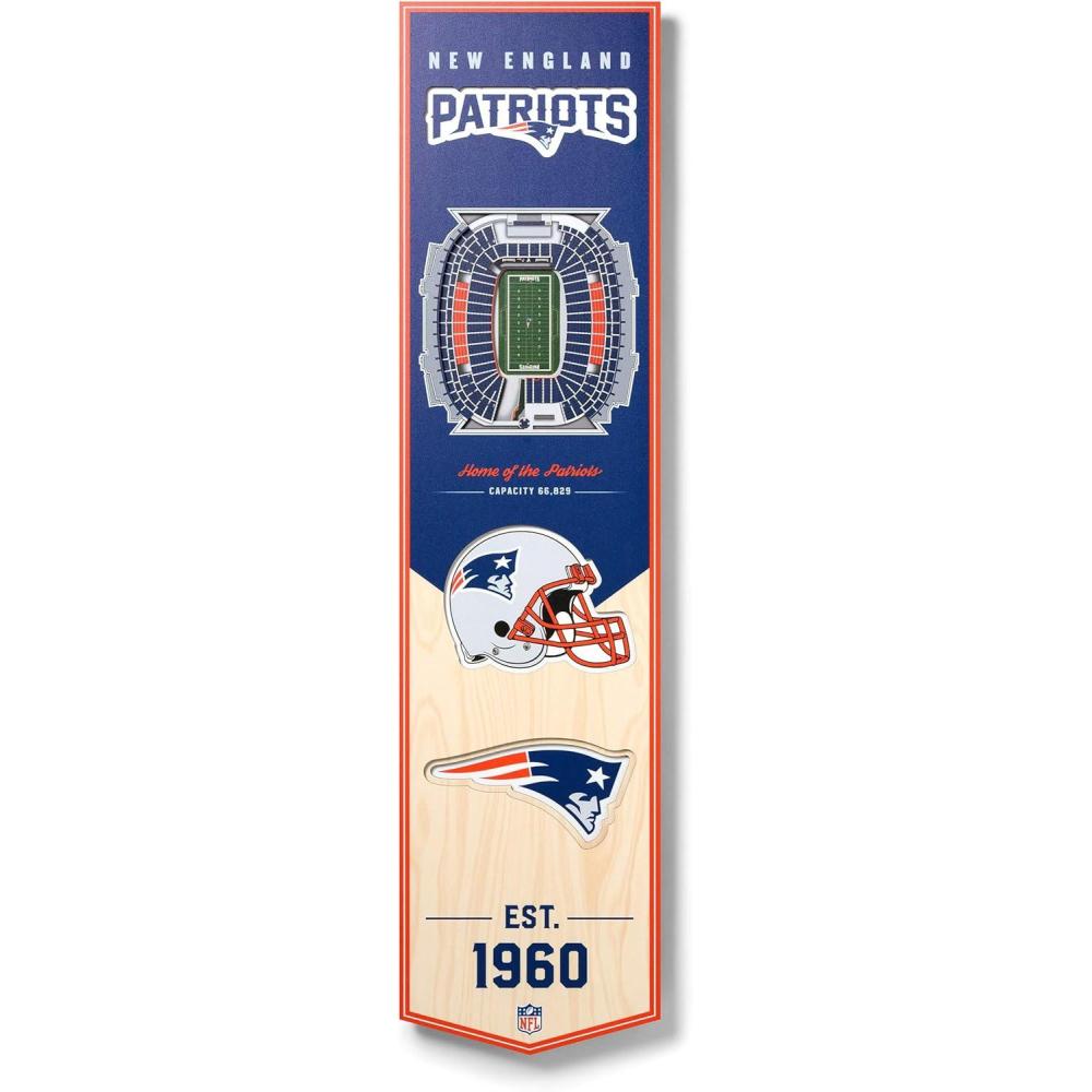 imageYouTheFan NFL 3D Stadium Banner 8 x 32 InchesNew England Patriots