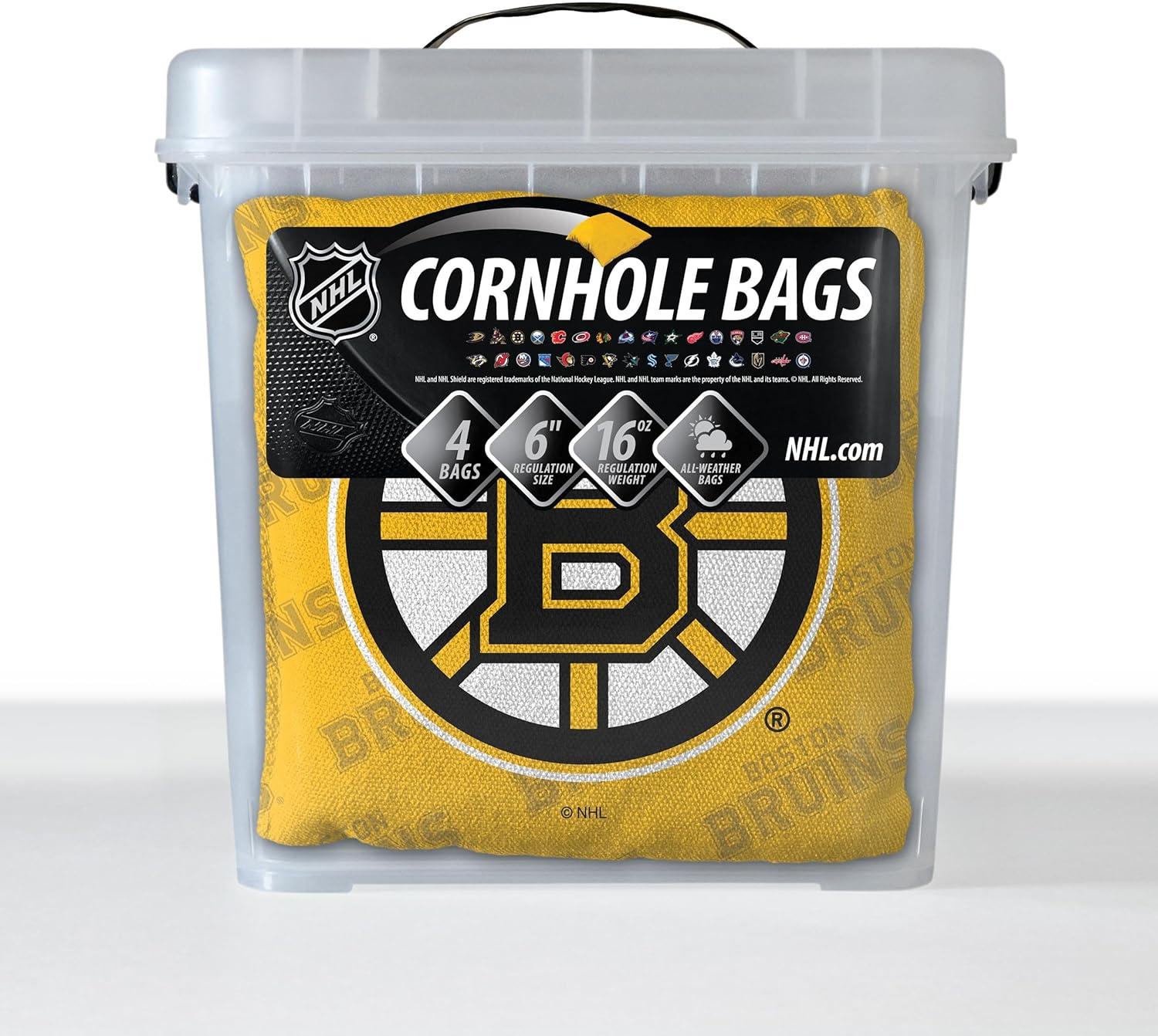 imageYouTheFan OfficiallyLicensed NHL Set of 4 Cornhole Bags All Weather Regulation 6 x 6 Size 16oz Weight Designed in USABoston Bruins Yellow