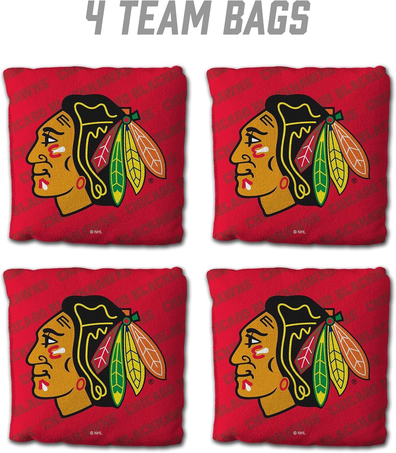 imageYouTheFan OfficiallyLicensed NHL Set of 4 Cornhole Bags All Weather Regulation 6 x 6 Size 16oz Weight Designed in USAChicago Blackhawks Red
