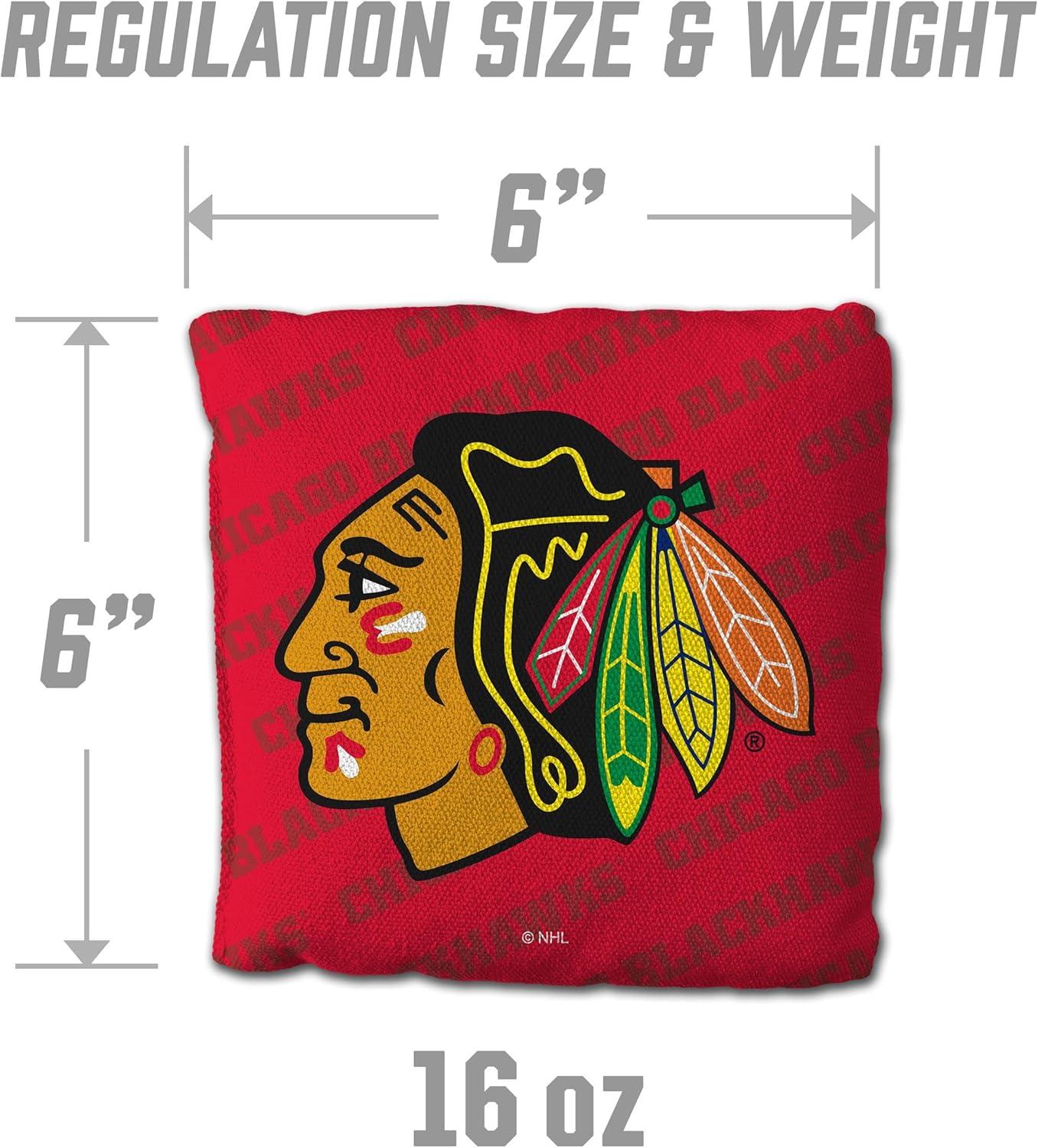 imageYouTheFan OfficiallyLicensed NHL Set of 4 Cornhole Bags All Weather Regulation 6 x 6 Size 16oz Weight Designed in USAChicago Blackhawks Red