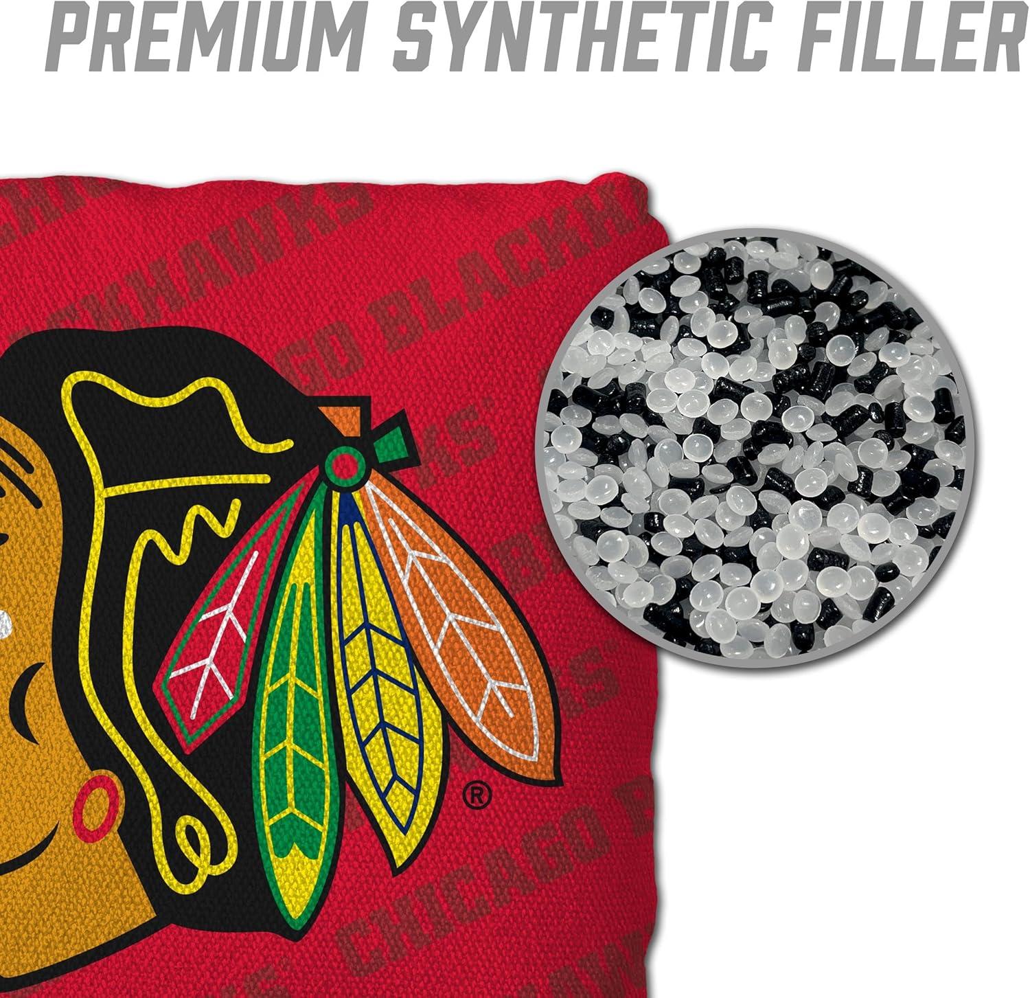 imageYouTheFan OfficiallyLicensed NHL Set of 4 Cornhole Bags All Weather Regulation 6 x 6 Size 16oz Weight Designed in USAChicago Blackhawks Red