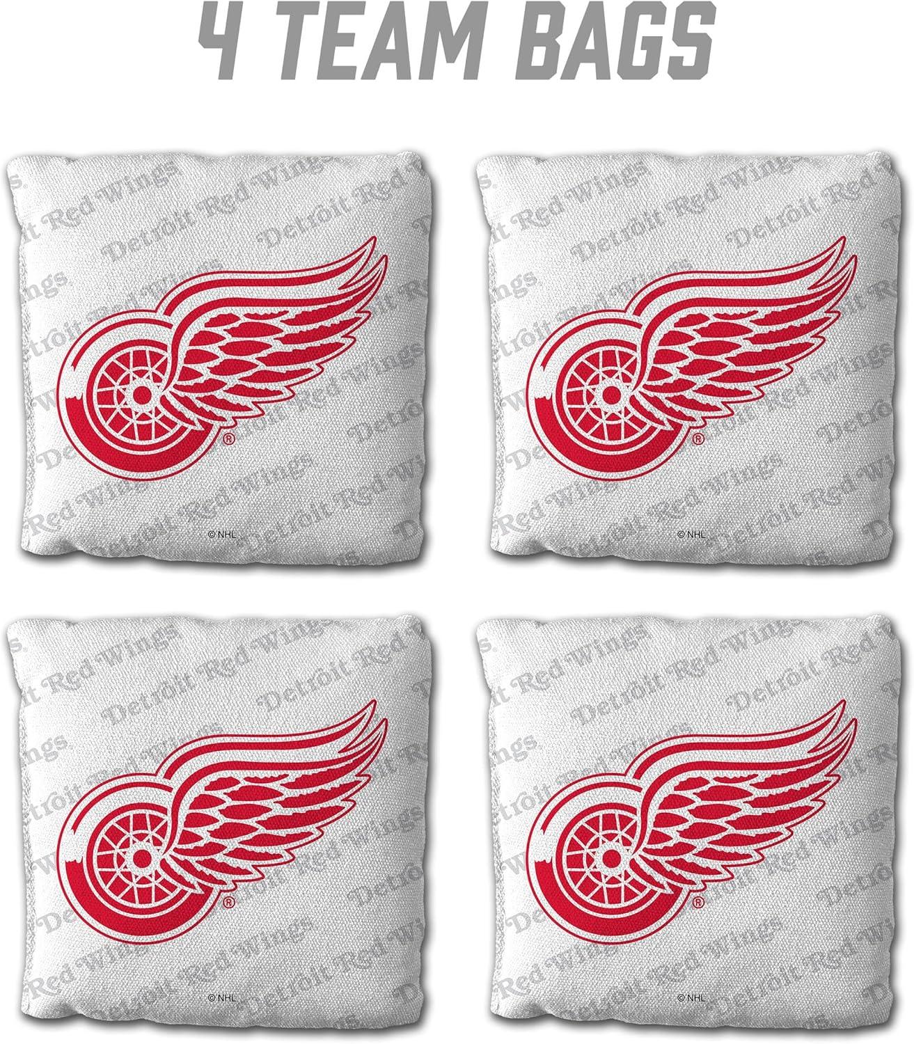 imageYouTheFan OfficiallyLicensed NHL Set of 4 Cornhole Bags All Weather Regulation 6 x 6 Size 16oz Weight Designed in USADetroit Red Wings White