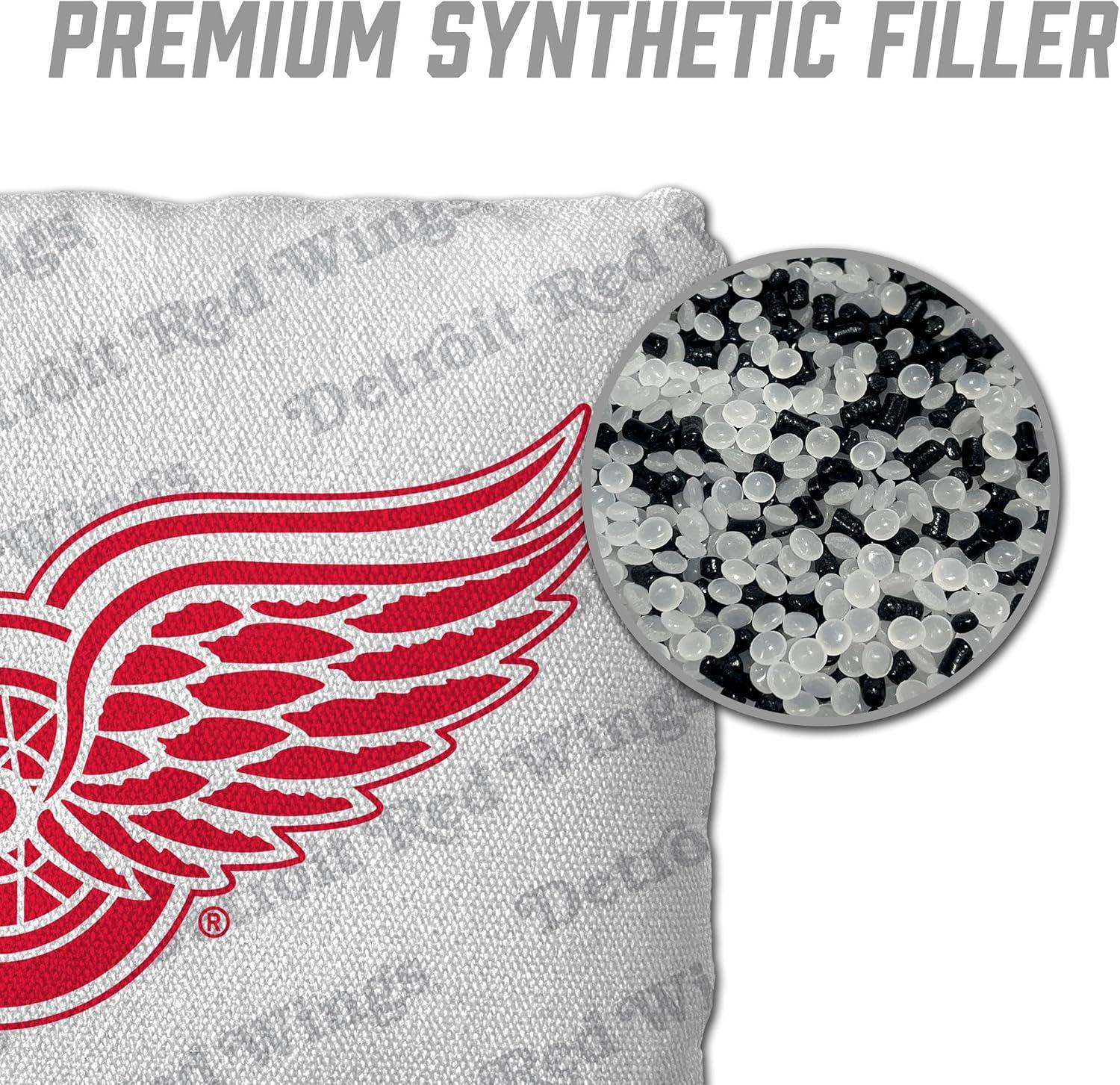 imageYouTheFan OfficiallyLicensed NHL Set of 4 Cornhole Bags All Weather Regulation 6 x 6 Size 16oz Weight Designed in USADetroit Red Wings White