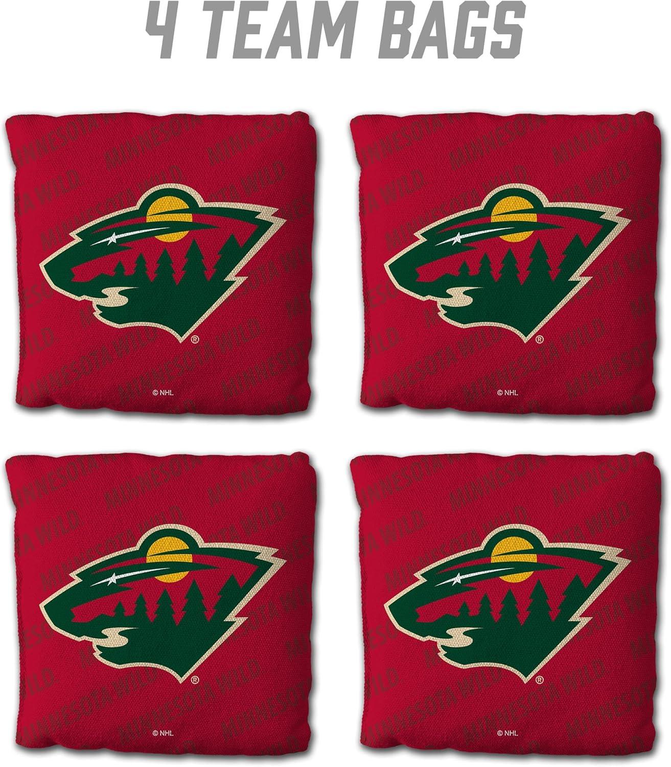 imageYouTheFan OfficiallyLicensed NHL Set of 4 Cornhole Bags All Weather Regulation 6 x 6 Size 16oz Weight Designed in USAMinnesota Wild Red