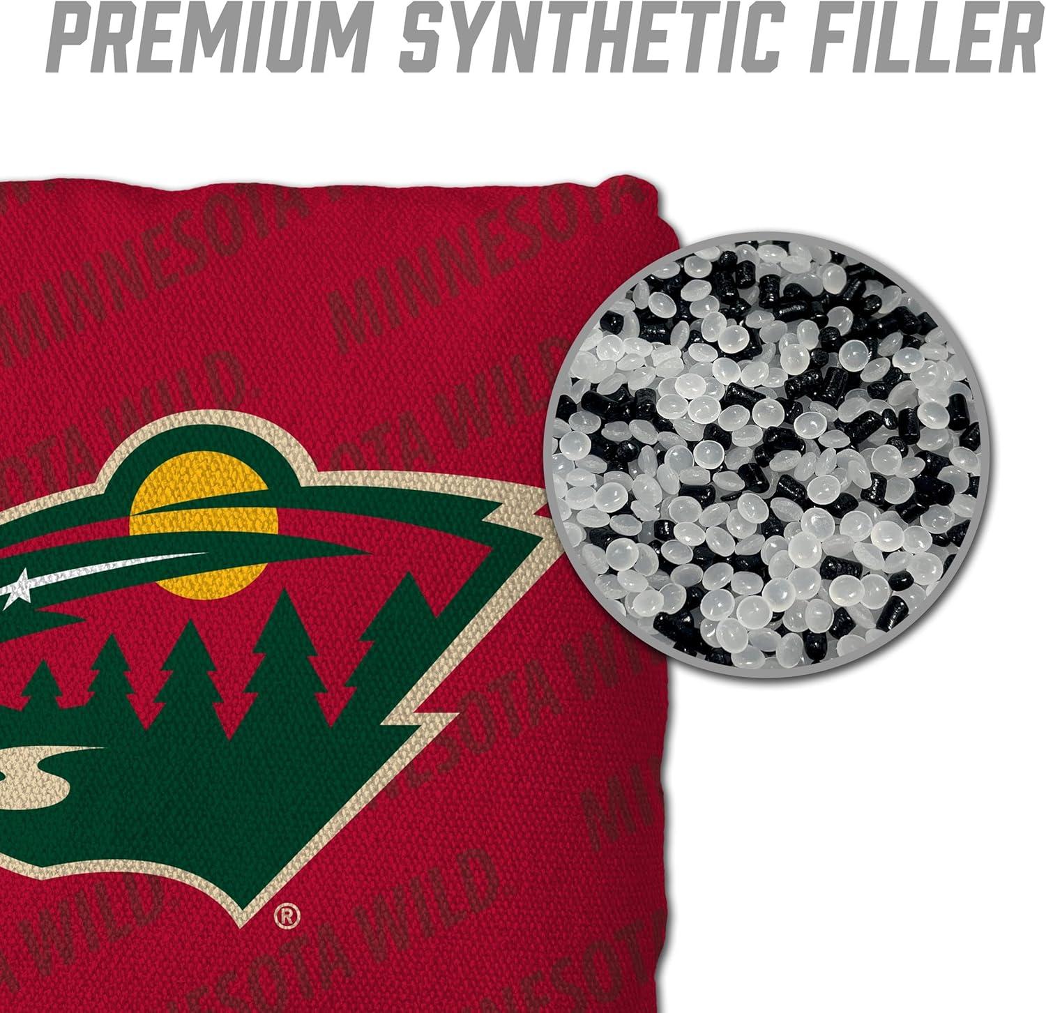 imageYouTheFan OfficiallyLicensed NHL Set of 4 Cornhole Bags All Weather Regulation 6 x 6 Size 16oz Weight Designed in USAMinnesota Wild Red