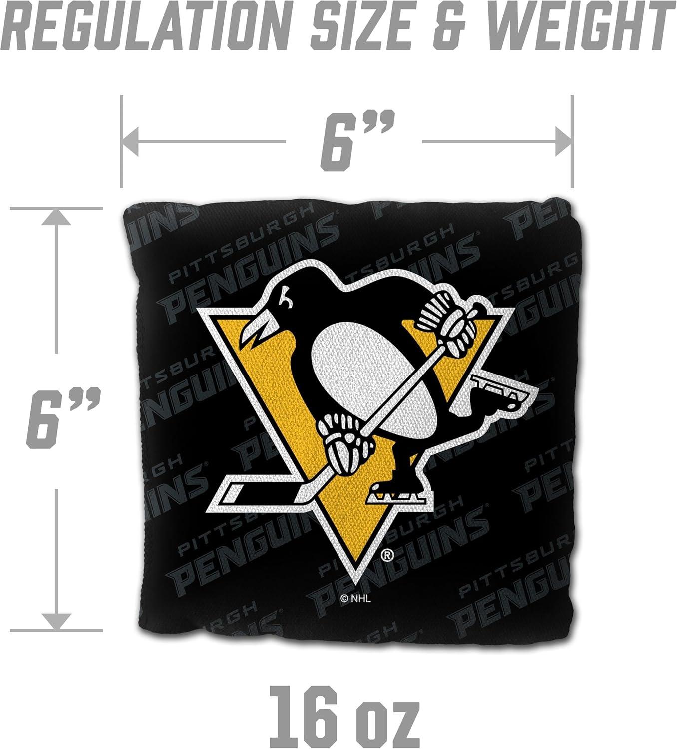imageYouTheFan OfficiallyLicensed NHL Set of 4 Cornhole Bags All Weather Regulation 6 x 6 Size 16oz Weight Designed in USAPittsburgh Penguins Black