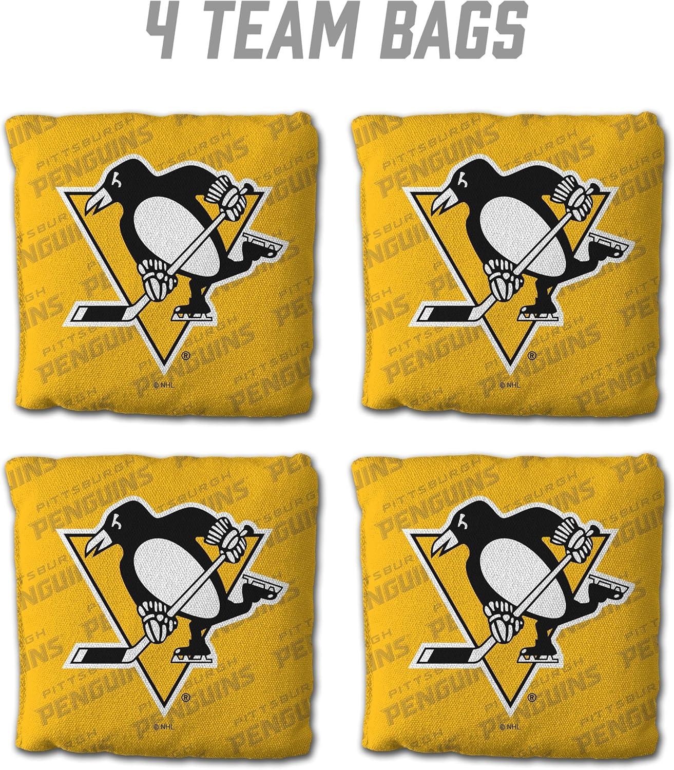 imageYouTheFan OfficiallyLicensed NHL Set of 4 Cornhole Bags All Weather Regulation 6 x 6 Size 16oz Weight Designed in USAPittsburgh Penguins Yellow