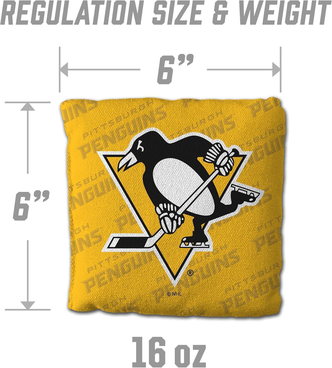 imageYouTheFan OfficiallyLicensed NHL Set of 4 Cornhole Bags All Weather Regulation 6 x 6 Size 16oz Weight Designed in USAPittsburgh Penguins Yellow