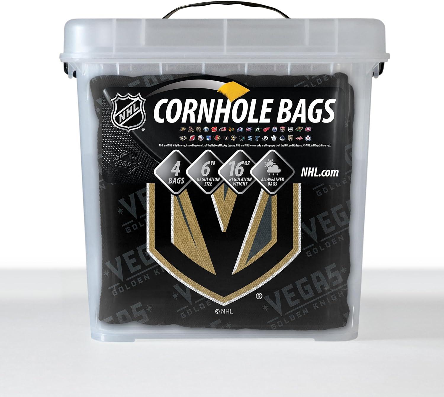imageYouTheFan OfficiallyLicensed NHL Set of 4 Cornhole Bags All Weather Regulation 6 x 6 Size 16oz Weight Designed in USAVegas Golden Knights Black