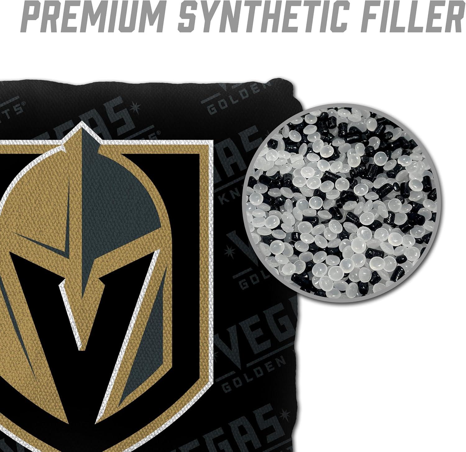 imageYouTheFan OfficiallyLicensed NHL Set of 4 Cornhole Bags All Weather Regulation 6 x 6 Size 16oz Weight Designed in USAVegas Golden Knights Black
