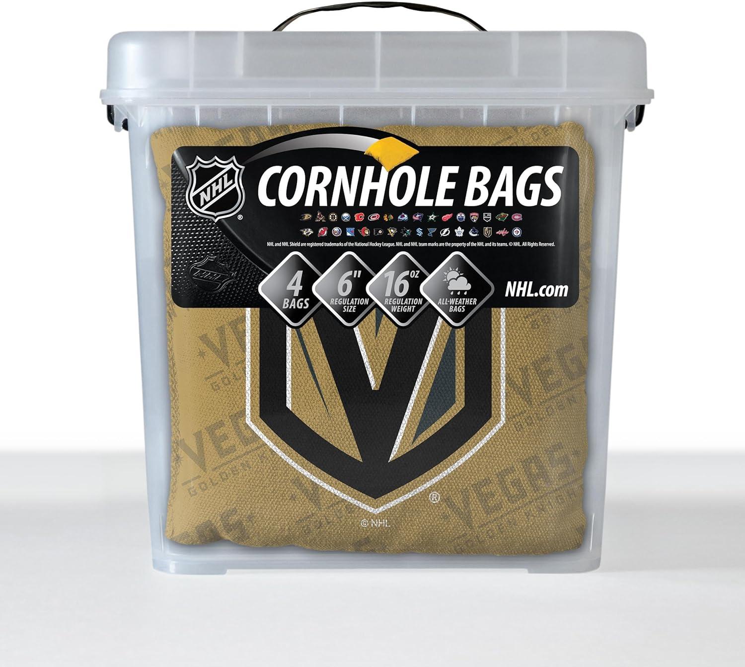 imageYouTheFan OfficiallyLicensed NHL Set of 4 Cornhole Bags All Weather Regulation 6 x 6 Size 16oz Weight Designed in USAVegas Golden Knights Gold
