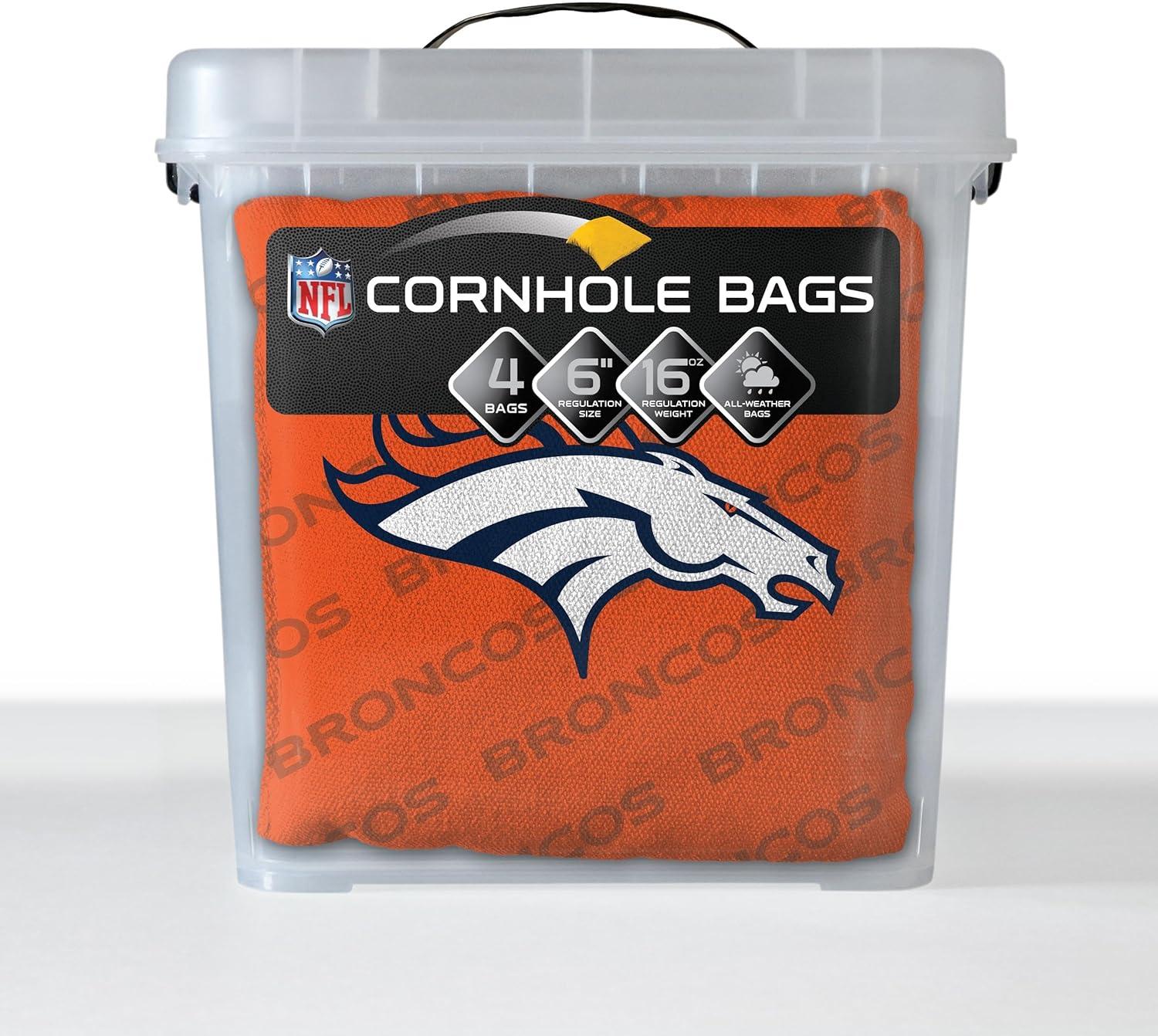 imageYouTheFan Officiallylicensed NFL Set of 4 Cornhole Bags All Weather regulation 6 x 6 size Designed in USADenver Broncos Orange