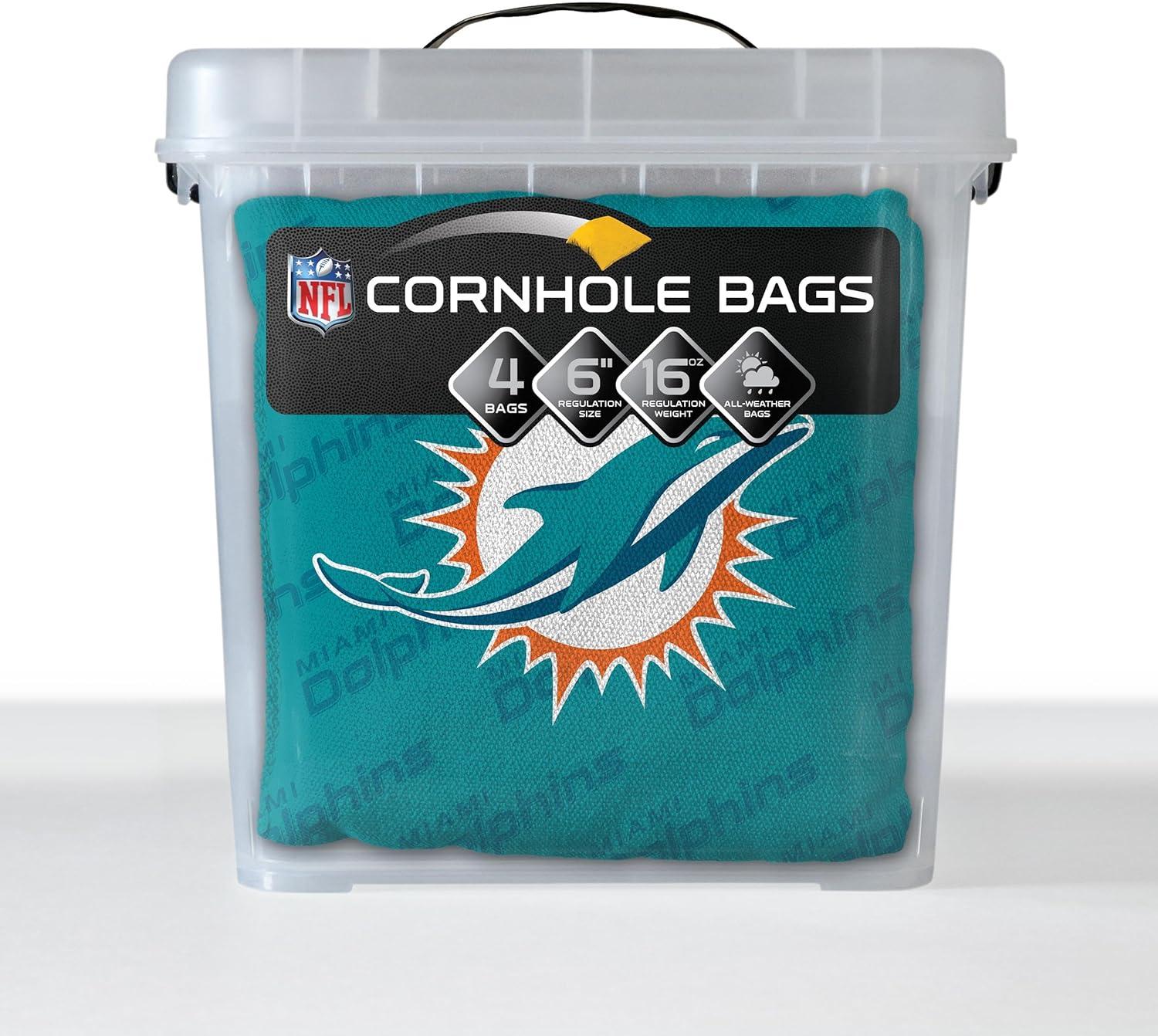 imageYouTheFan Officiallylicensed NFL Set of 4 Cornhole Bags All Weather regulation 6 x 6 size Designed in USAMiami Dolphins Teal