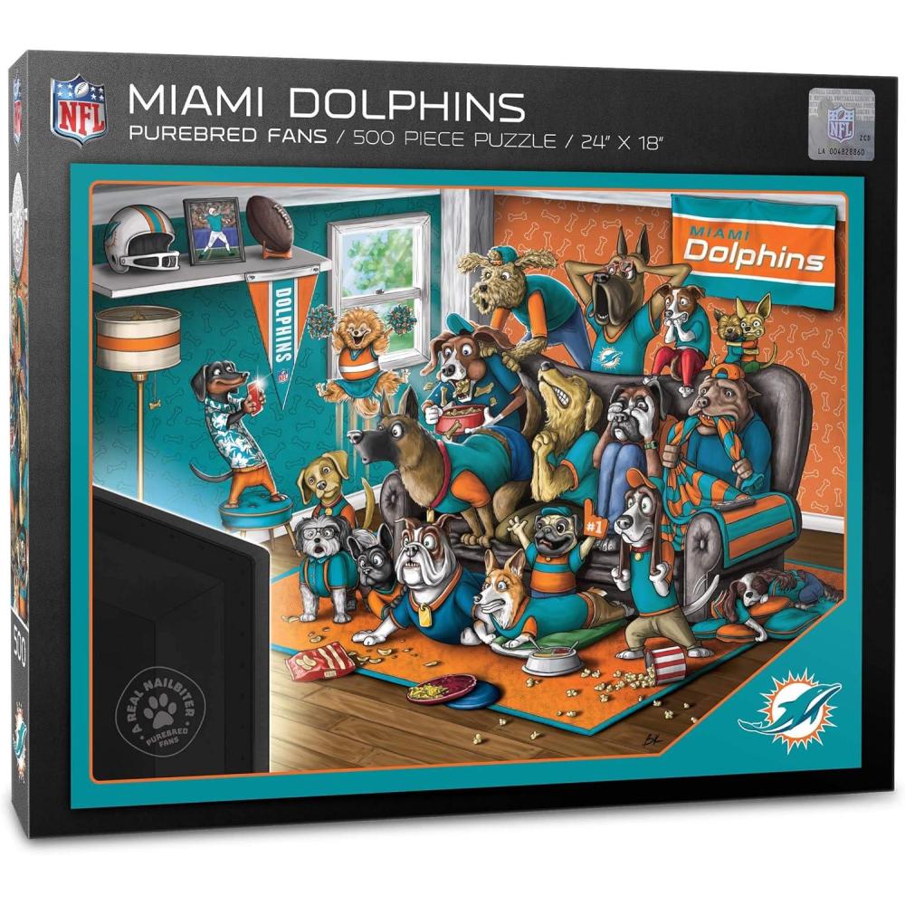 imageYouTheFan NFL Purebred Fans 500pc Puzzle A Real NailbiterMiami Dolphins