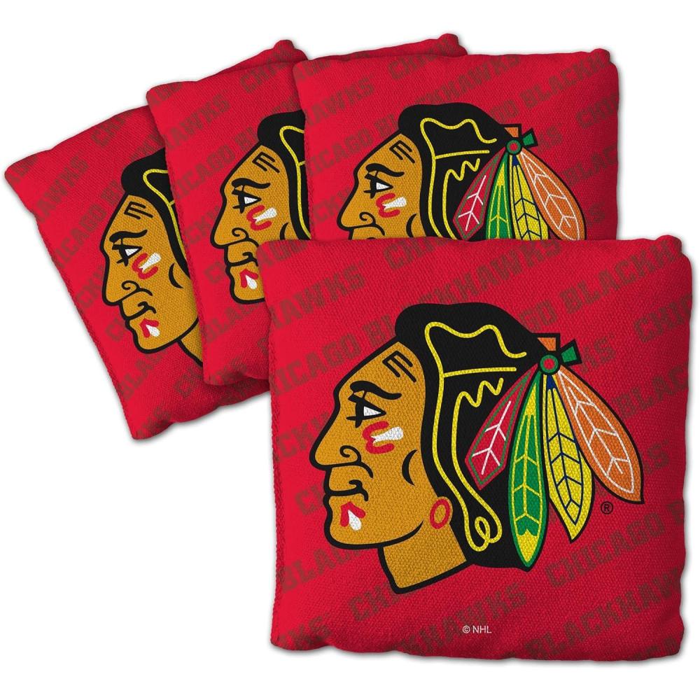 imageYouTheFan OfficiallyLicensed NHL Set of 4 Cornhole Bags All Weather Regulation 6 x 6 Size 16oz Weight Designed in USAChicago Blackhawks Red