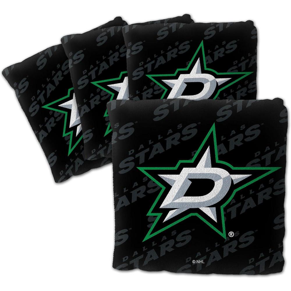 imageYouTheFan OfficiallyLicensed NHL Set of 4 Cornhole Bags All Weather Regulation 6 x 6 Size 16oz Weight Designed in USADallas Stars Black