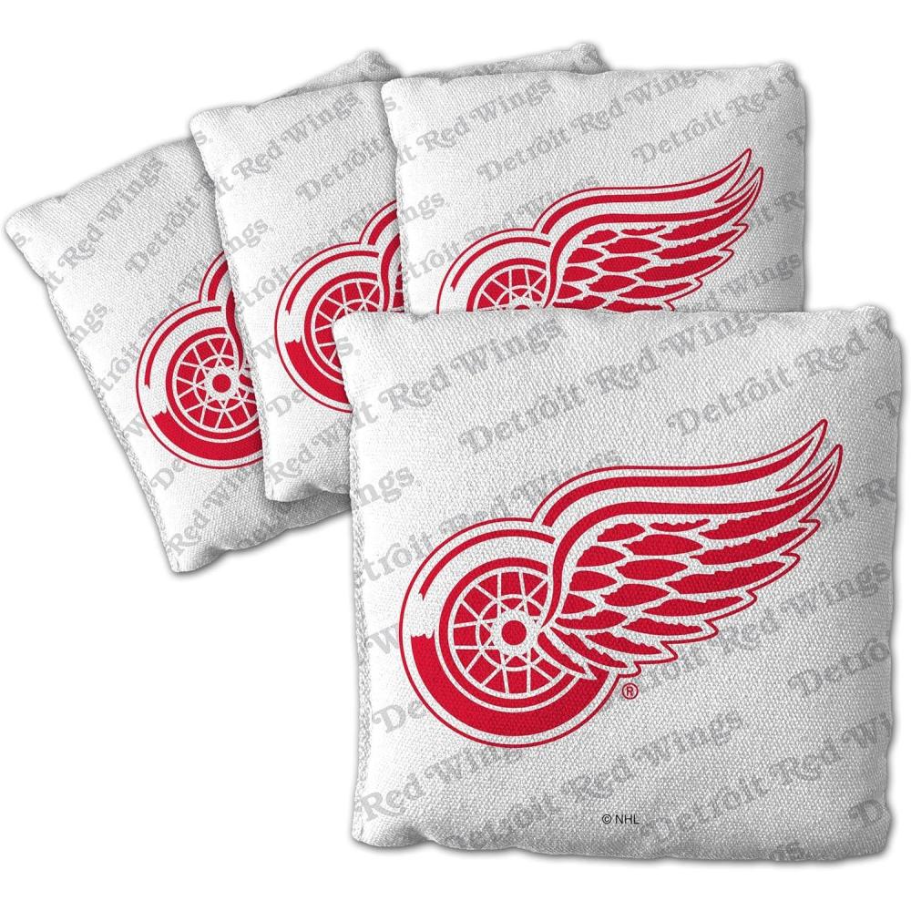 imageYouTheFan OfficiallyLicensed NHL Set of 4 Cornhole Bags  All Weather Regulation 6 x 6 Size  16oz Weight  Designed in USADetroit Red Wings  White