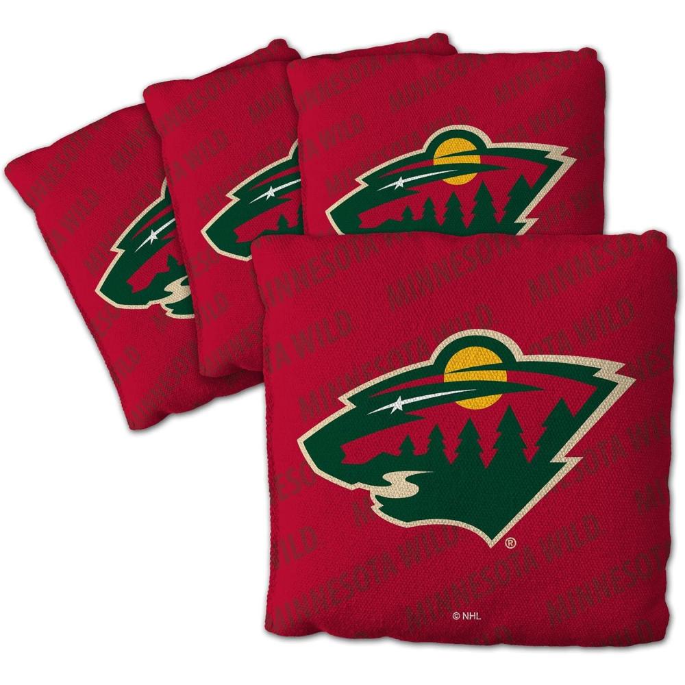 imageYouTheFan OfficiallyLicensed NHL Set of 4 Cornhole Bags All Weather Regulation 6 x 6 Size 16oz Weight Designed in USAMinnesota Wild Red