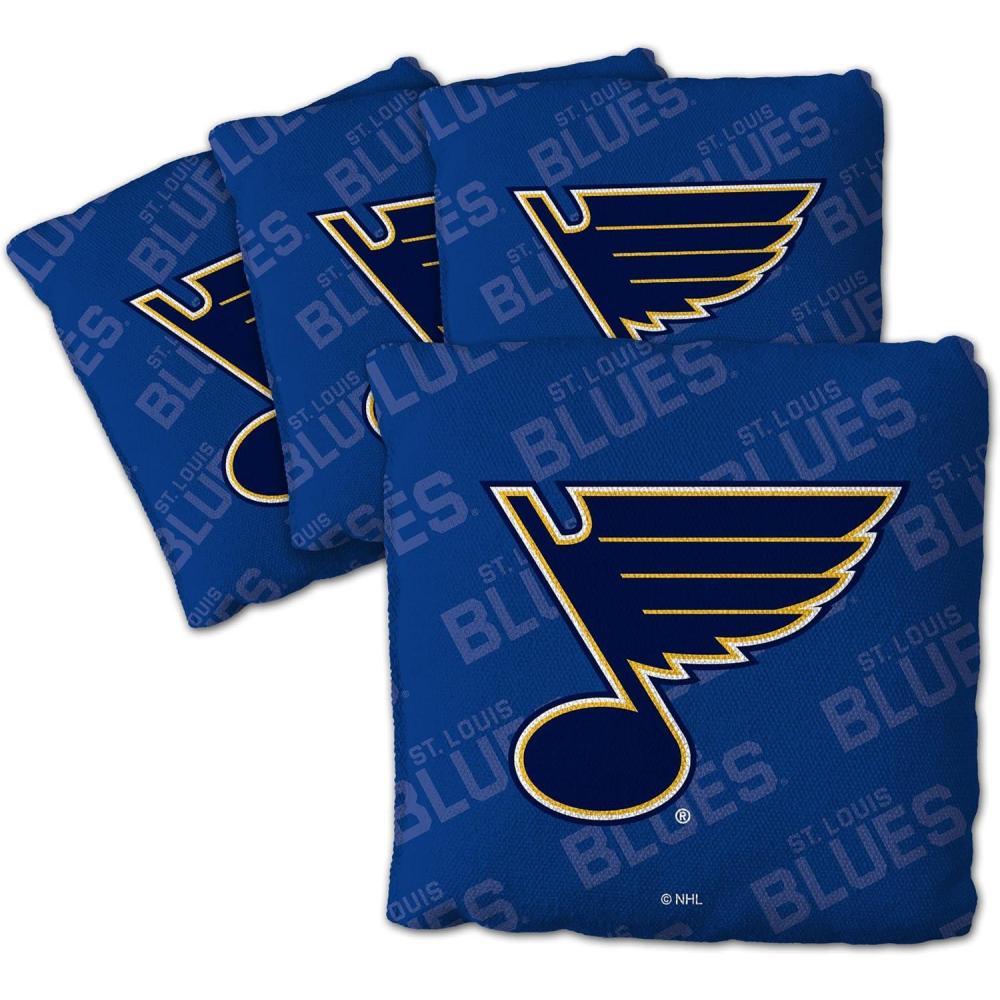 imageYouTheFan OfficiallyLicensed NHL Set of 4 Cornhole Bags All Weather Regulation 6 x 6 Size 16oz Weight Designed in USASt Louis Blues Blue