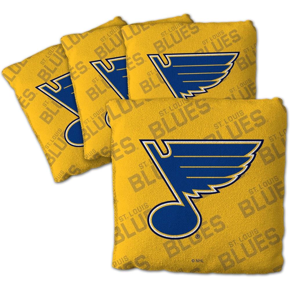 imageYouTheFan OfficiallyLicensed NHL Set of 4 Cornhole Bags All Weather Regulation 6 x 6 Size 16oz Weight Designed in USASt Louis Blues Yellow