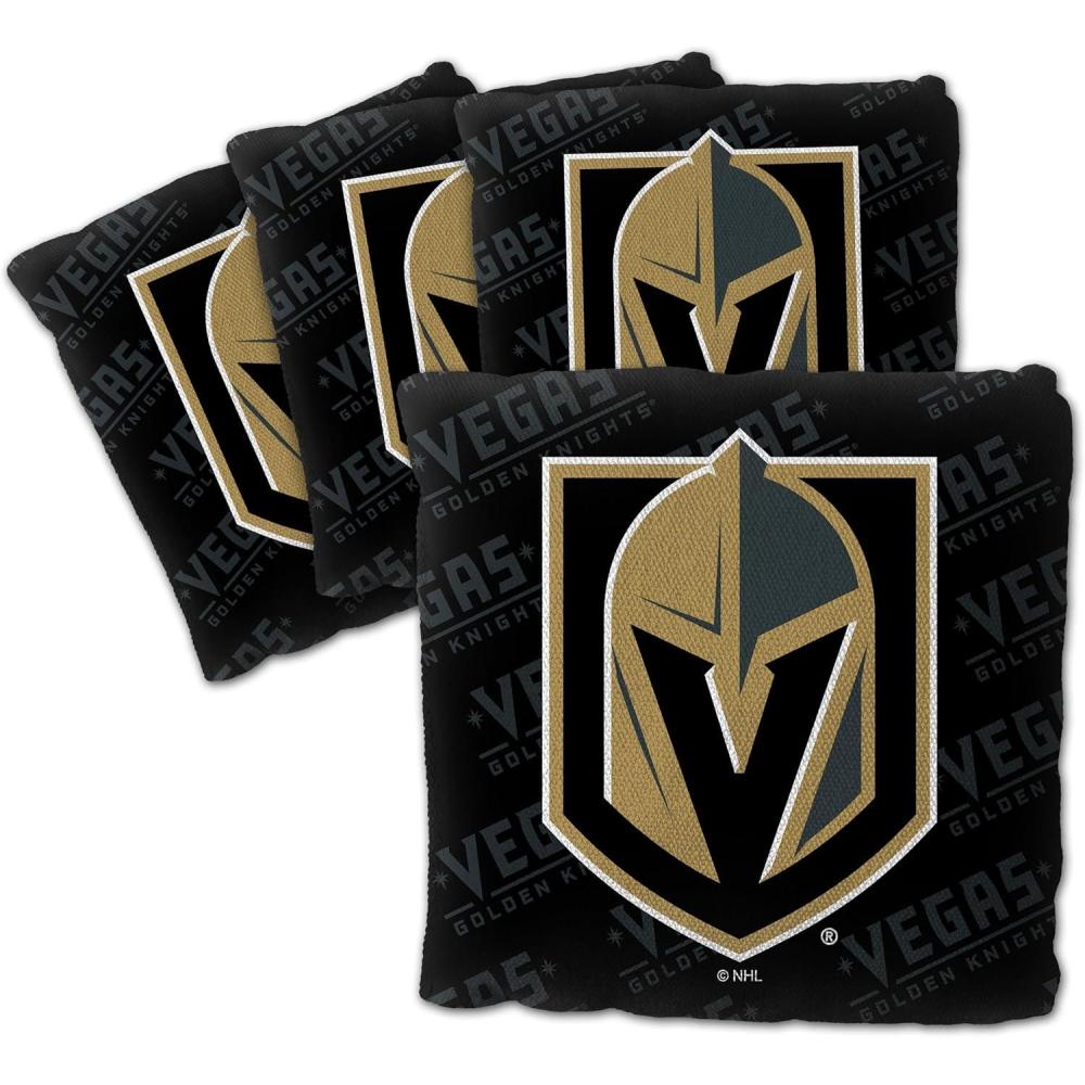imageYouTheFan OfficiallyLicensed NHL Set of 4 Cornhole Bags All Weather Regulation 6 x 6 Size 16oz Weight Designed in USAVegas Golden Knights Black