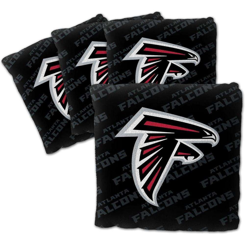 imageYouTheFan Officiallylicensed NFL Set of 4 Cornhole Bags  All Weather regulation 6 x 6 size  Designed in USAAtlanta Falcons  Black