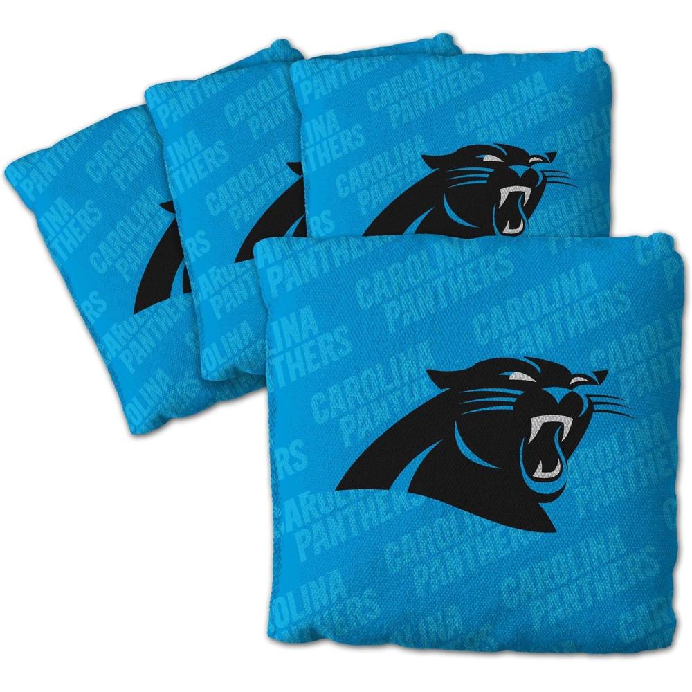 imageYouTheFan Officiallylicensed NFL Set of 4 Cornhole Bags  All Weather regulation 6 x 6 size  Designed in USACarolina Panthers  Blue