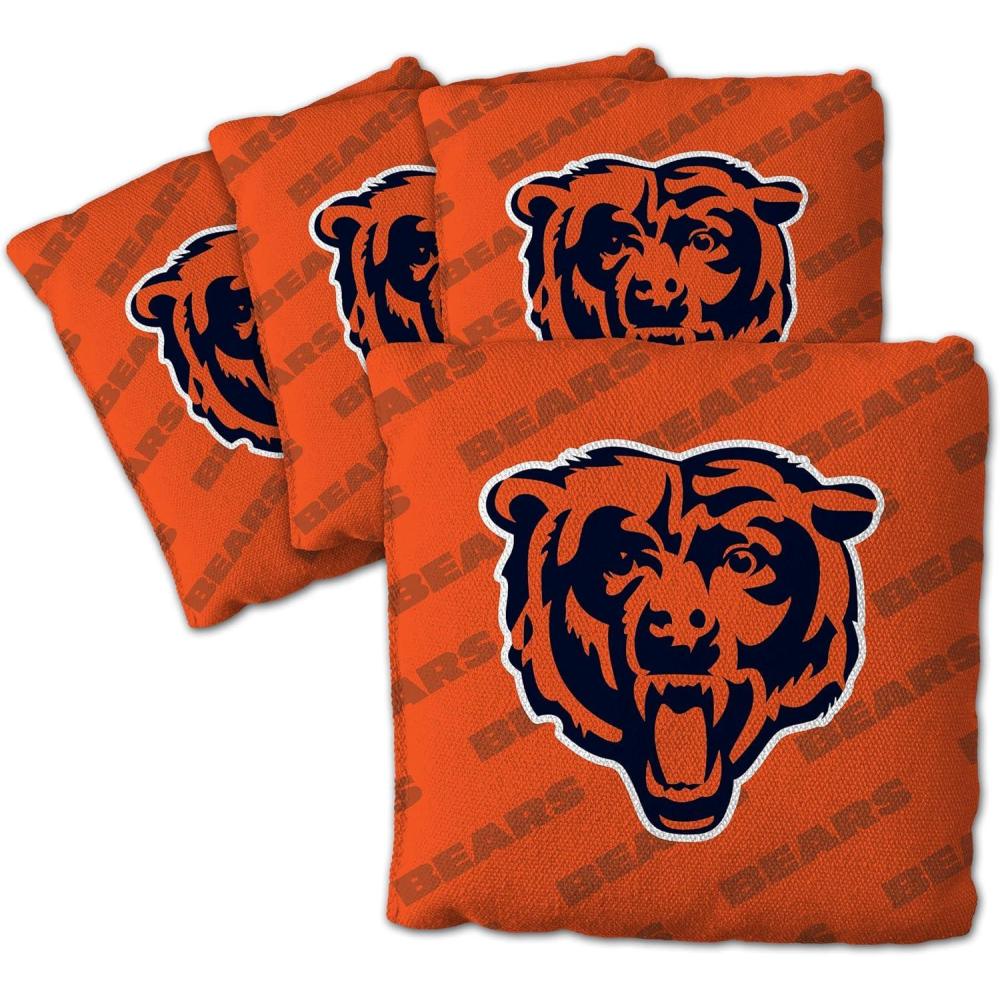 imageYouTheFan Officiallylicensed NFL Set of 4 Cornhole Bags  All Weather regulation 6 x 6 size  Designed in USAChicago Bears  Orange