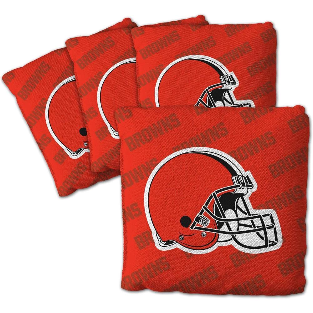 imageYouTheFan Officiallylicensed NFL Set of 4 Cornhole Bags  All Weather regulation 6 x 6 size  Designed in USACleveland Browns  Orange