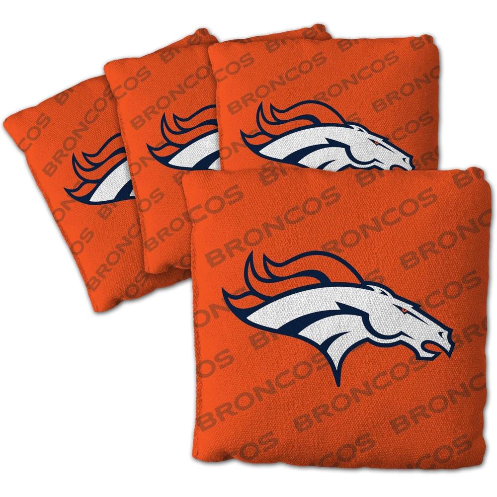 imageYouTheFan Officiallylicensed NFL Set of 4 Cornhole Bags  All Weather regulation 6 x 6 size  Designed in USADenver Broncos  Orange