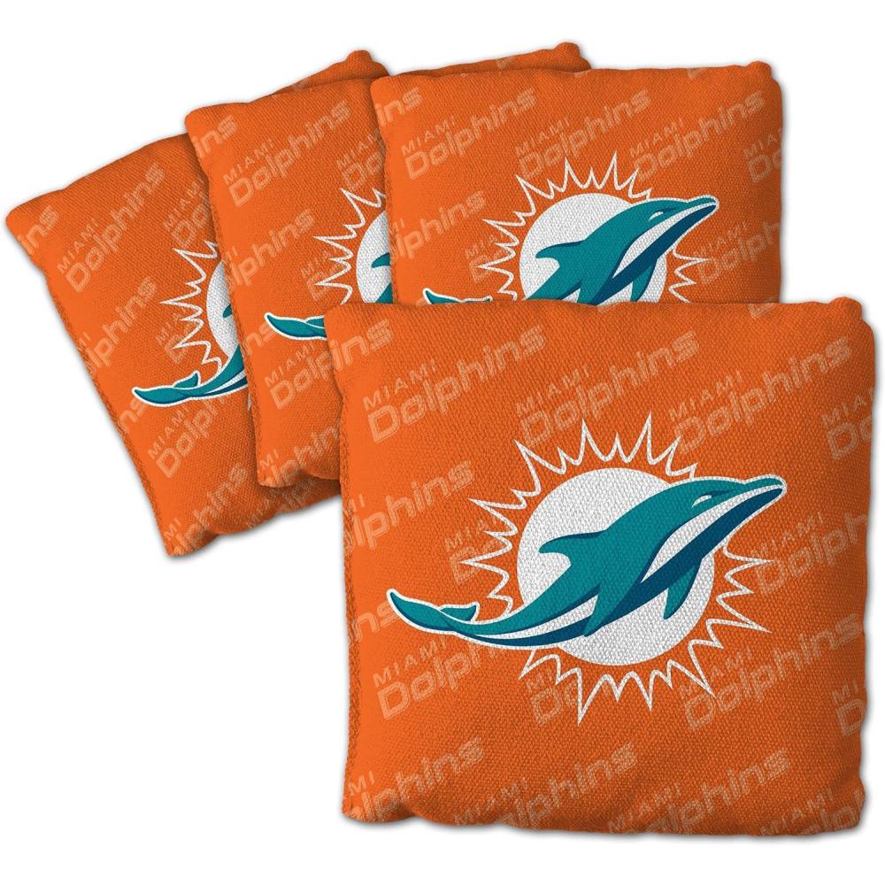 imageYouTheFan Officiallylicensed NFL Set of 4 Cornhole Bags  All Weather regulation 6 x 6 size  Designed in USAMiami Dolphins  Orange