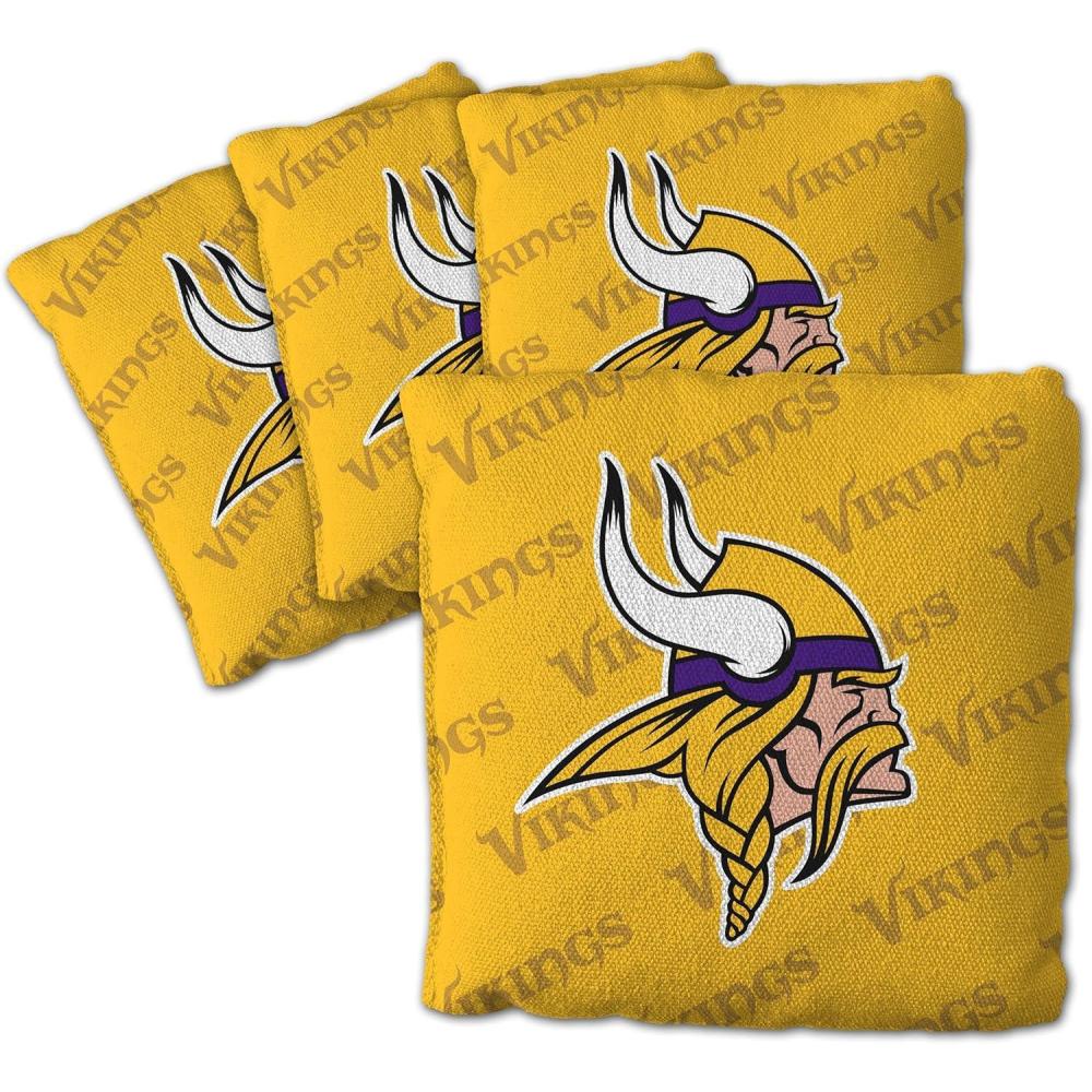 imageYouTheFan Officiallylicensed NFL Set of 4 Cornhole Bags  All Weather regulation 6 x 6 size  Designed in USAMinnesota Vikings  Yellow