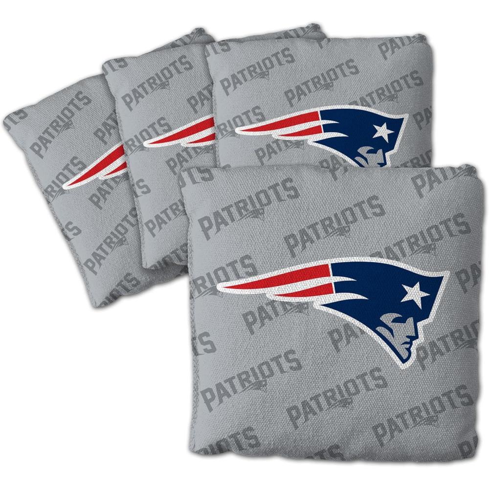 imageYouTheFan Officiallylicensed NFL Set of 4 Cornhole Bags  All Weather regulation 6 x 6 size  Designed in USANew England Patriots  Grey