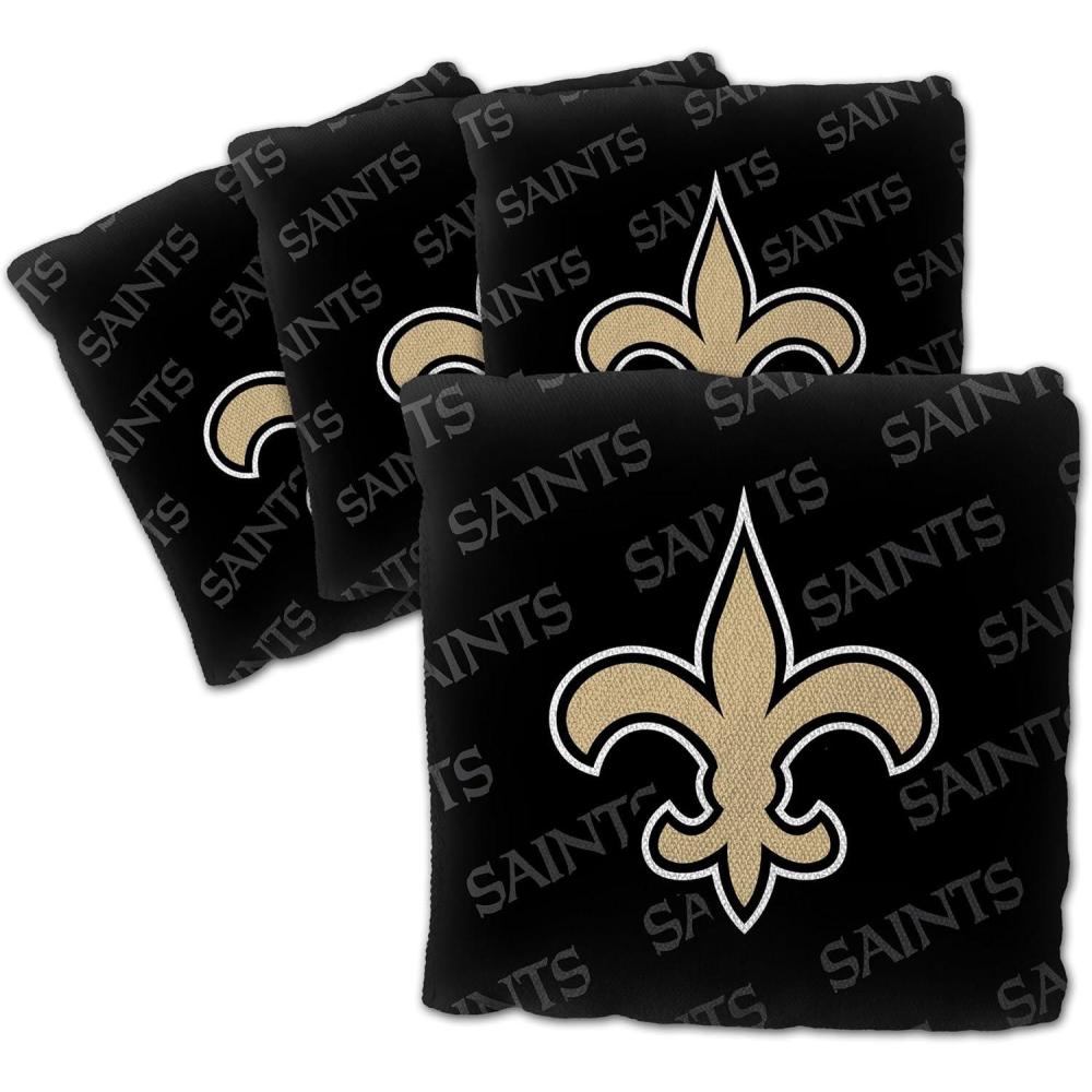 imageYouTheFan Officiallylicensed NFL Set of 4 Cornhole Bags  All Weather regulation 6 x 6 size  Designed in USANew Orleans Saints  Black