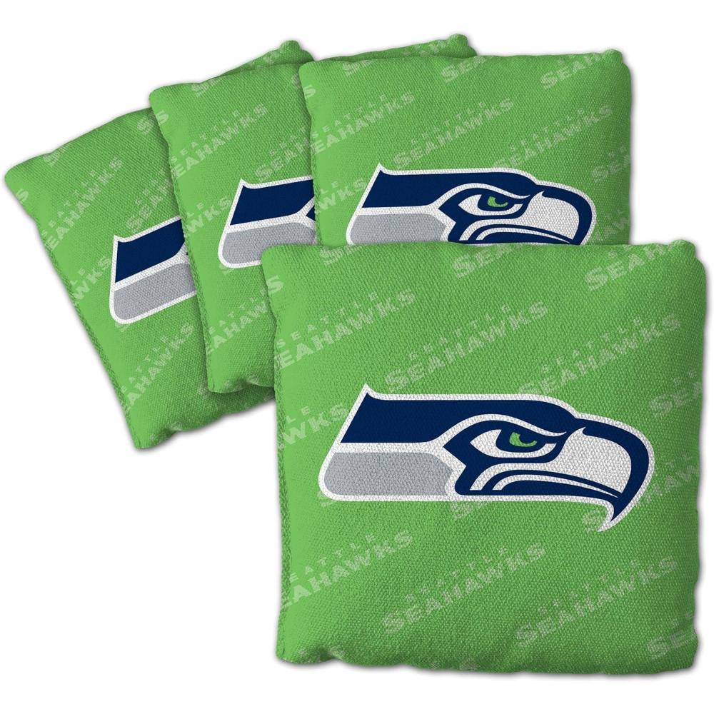 imageYouTheFan Officiallylicensed NFL Set of 4 Cornhole Bags  All Weather regulation 6 x 6 size  Designed in USASeattle Seahawks  Green