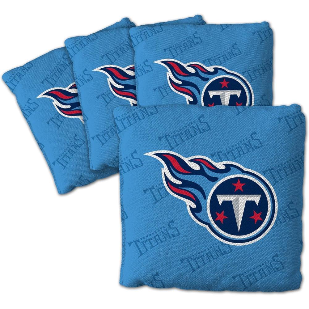 imageYouTheFan Officiallylicensed NFL Set of 4 Cornhole Bags  All Weather regulation 6 x 6 size  Designed in USATennessee Titans  Light Blue