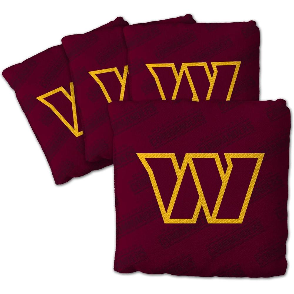 imageYouTheFan Officiallylicensed NFL Set of 4 Cornhole Bags  All Weather regulation 6 x 6 size  Designed in USAWashington Commanders  Maroon