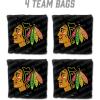 YouTheFan Officially-Licensed NHL Set of 4 Cornhole Bags – All Weather Regulation 6” x 6” Size – 16oz Weight – Designed in USA(Chicago Blackhawks – Black)