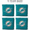 YouTheFan Officially-licensed NFL Set of 4 Cornhole Bags – All Weather regulation 6” x 6” size – Designed in USA(Miami Dolphins – Teal)