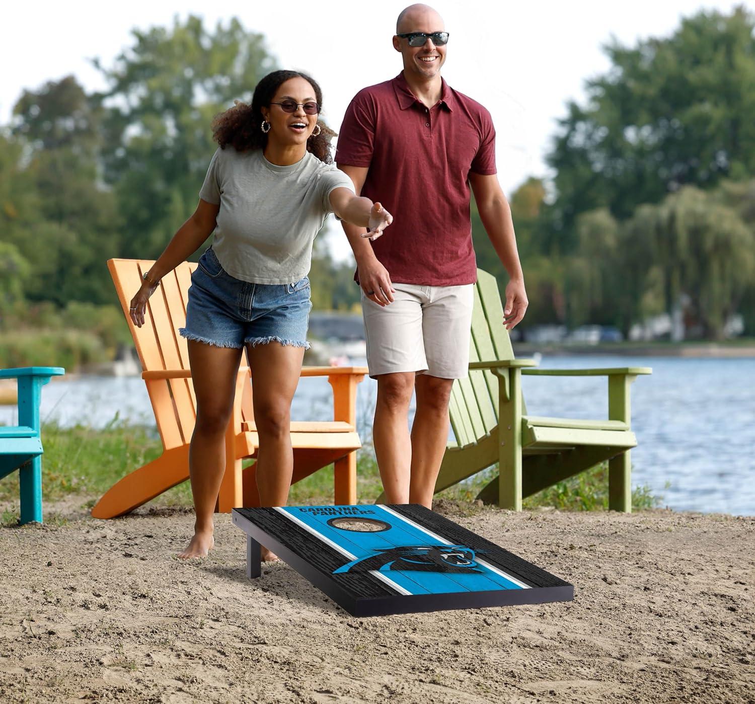 imageYouTheFan NFL 2 x 3 Portable Cornhole Game with Logo BagsCarolina Panthers