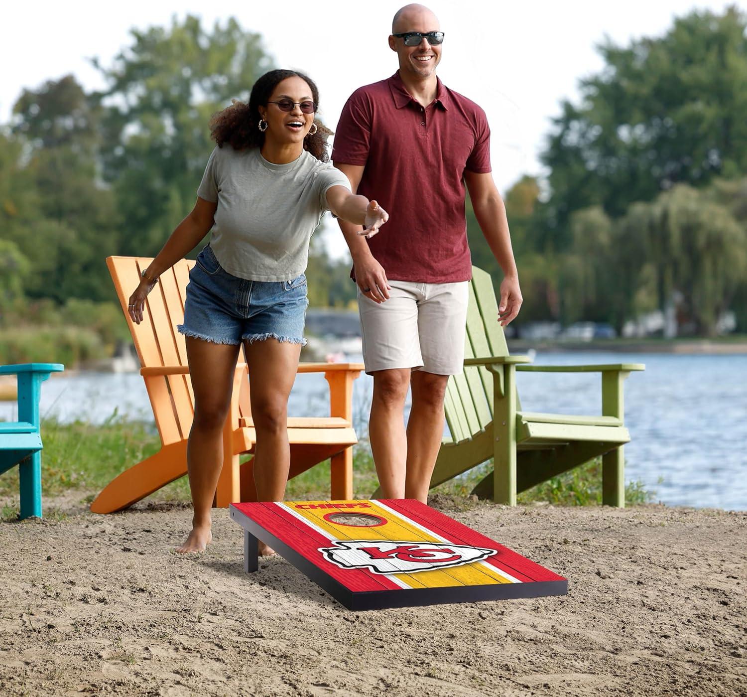 imageYouTheFan NFL 2 x 3 Portable Cornhole Game with Logo BagsKansas City Chiefs