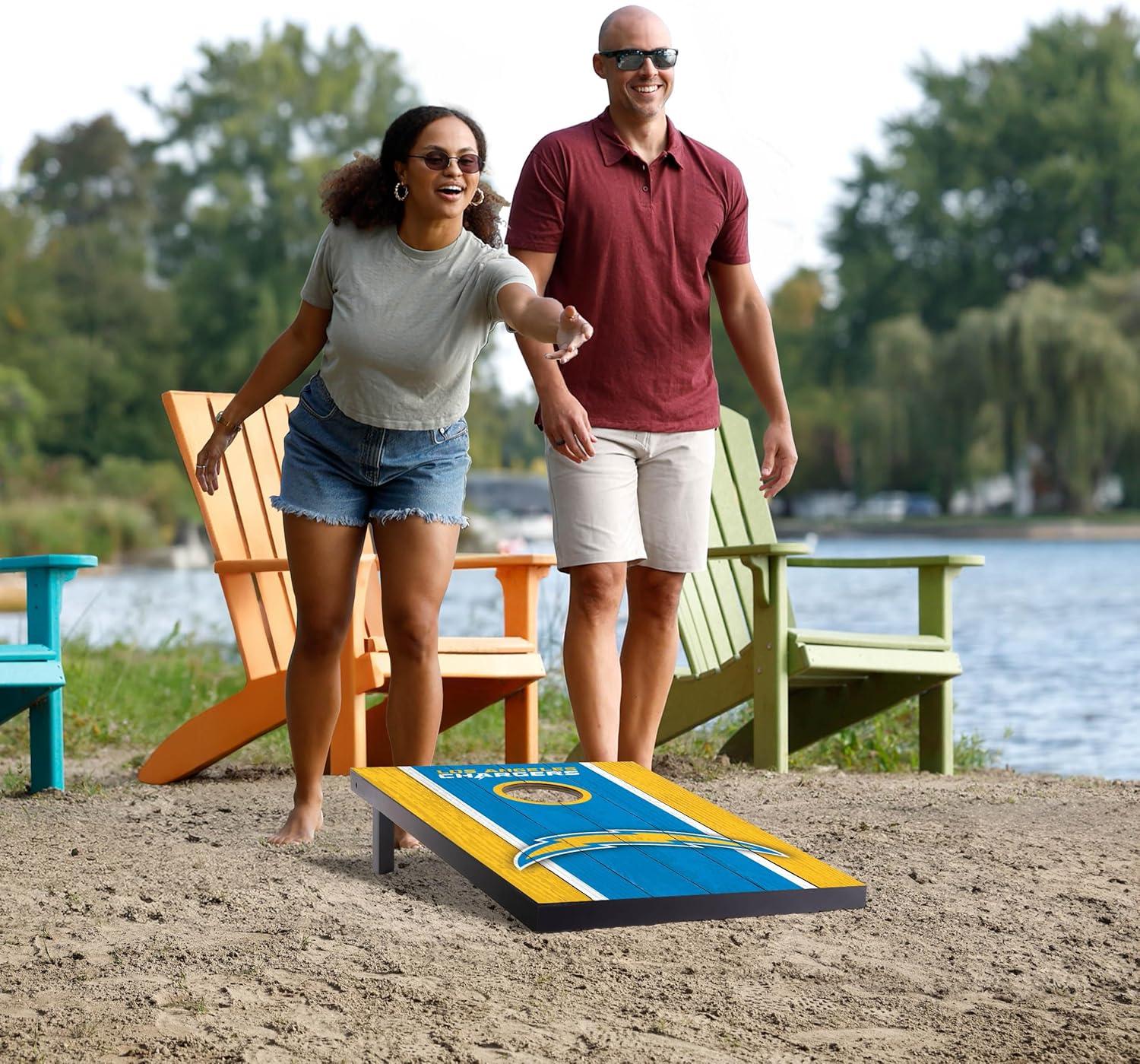 imageYouTheFan NFL 2 x 3 Portable Cornhole Game with Logo BagsLos Angeles Chargers