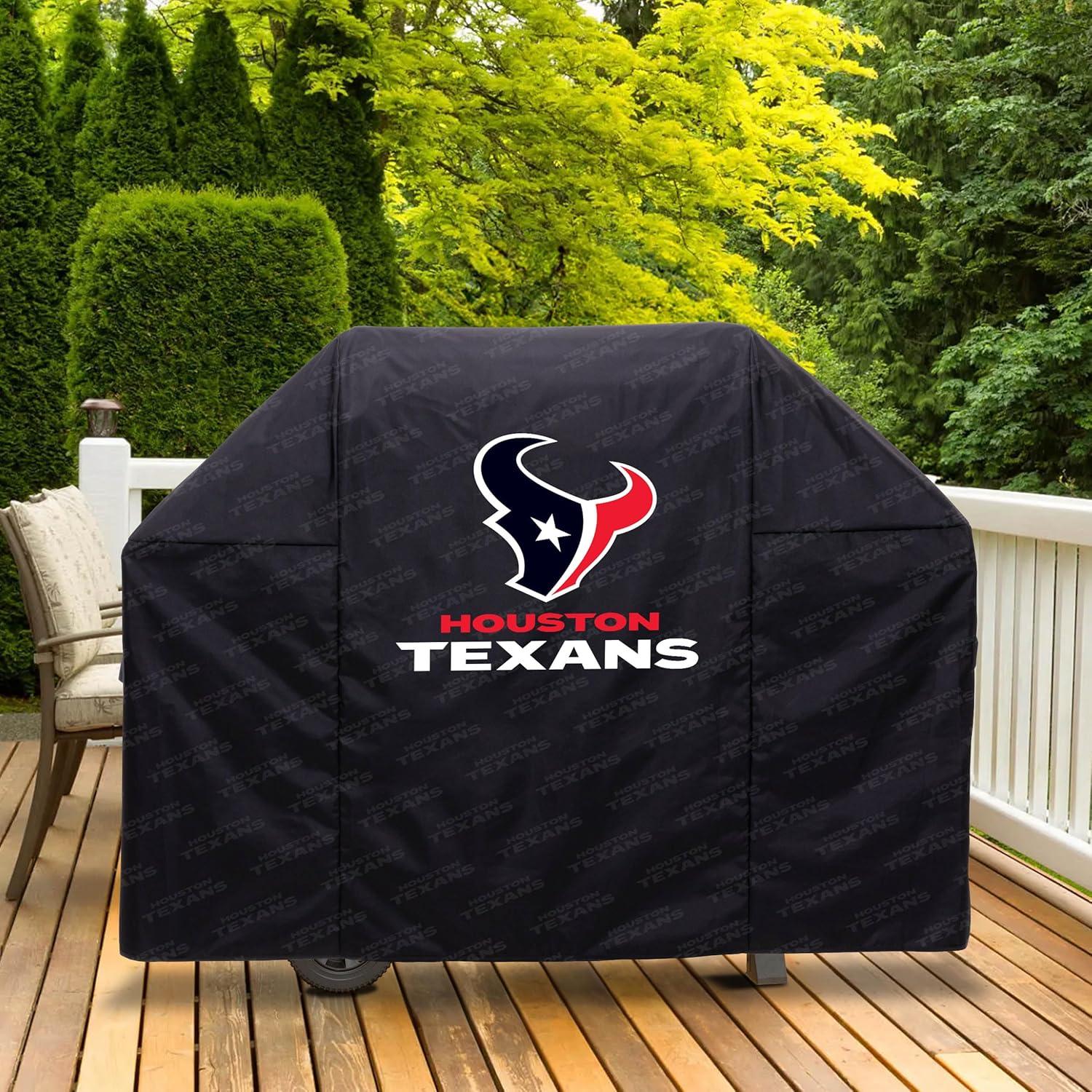 imageYouTheFan NFL Heavy Duty Waterproof Grill Cover UV Resistant Durable Polyester BBQ Cover Weatherproof Protection for Outdoor Gas or Charcoal Grills for Grills up to 5 WideHouston Texans