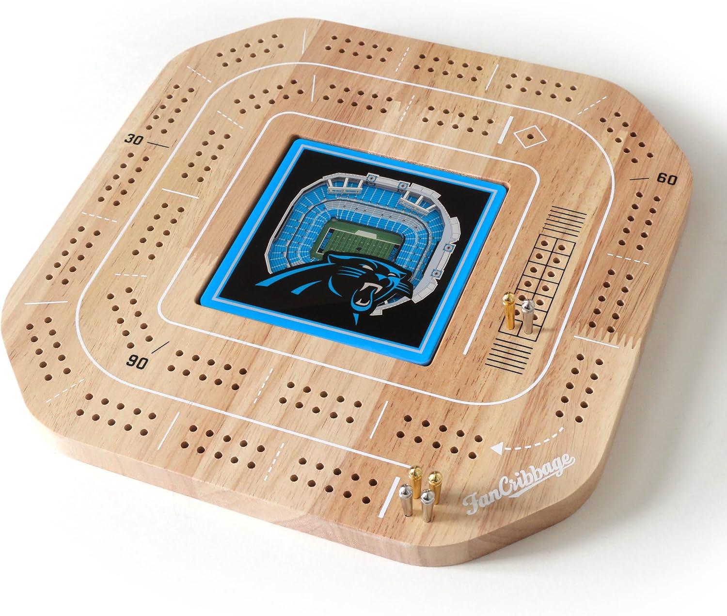 imageYouTheFan NFL Licensed Fan Cribbage Wood Board GameCarolina Panthers
