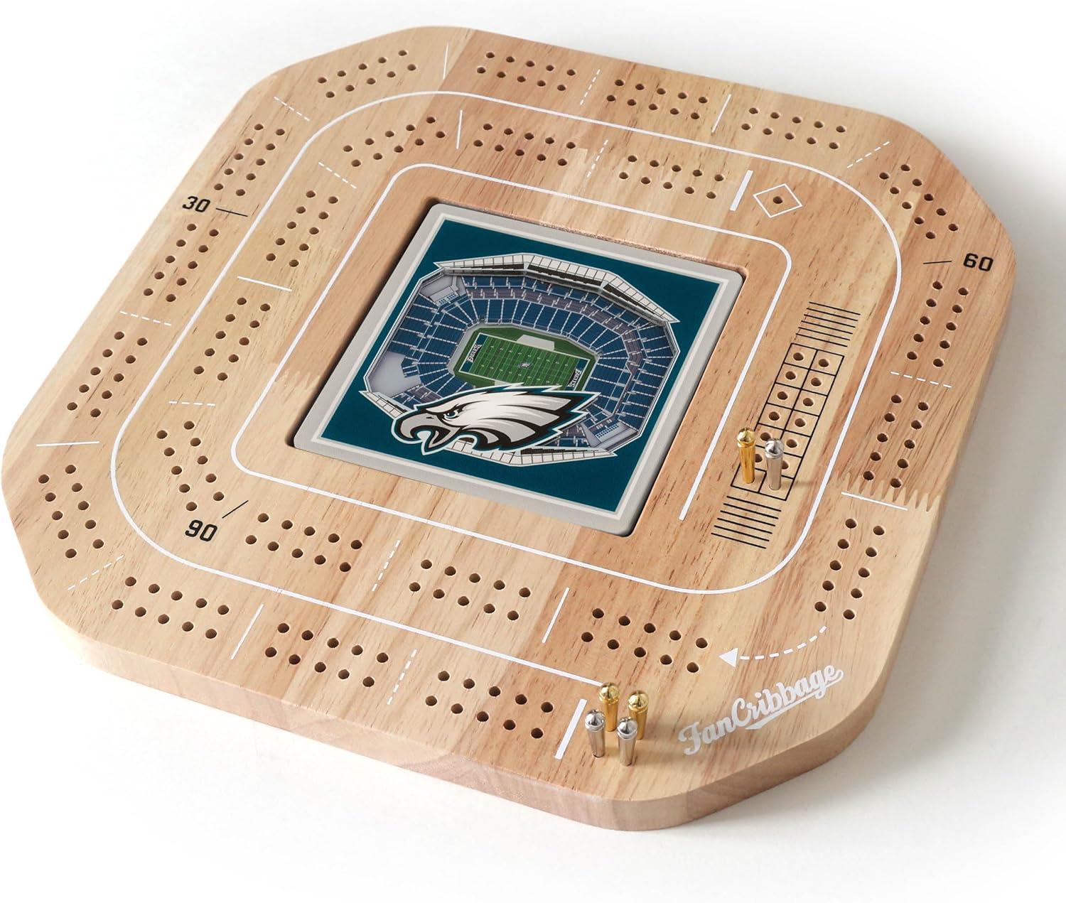 imageYouTheFan NFL Licensed Fan Cribbage Wood Board GamePhiladelphia Eagles